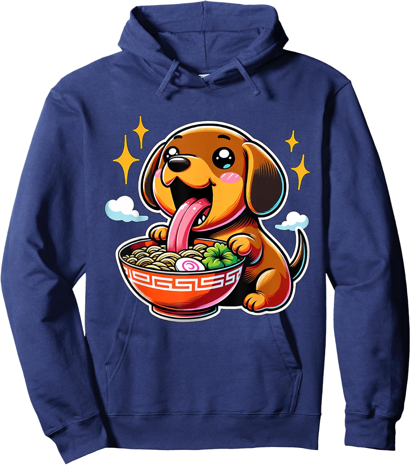 Kawaii Anime Dachshund Dog Ramen Hoodie - Hoodie | Navy