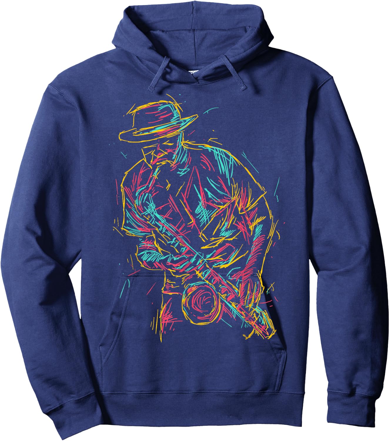Saxophone player abstract art Hoodie - Hoodie | Navy