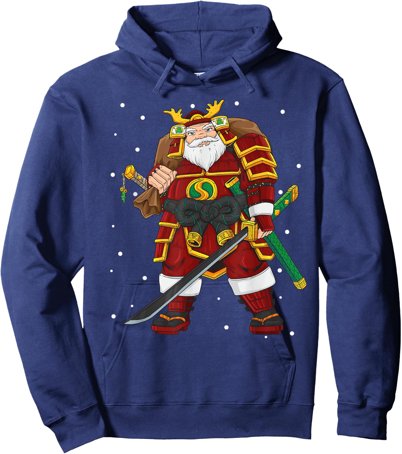 Funny Japanese Samurai Santa Claus Christmas Hoodie - Hoodie | Navy