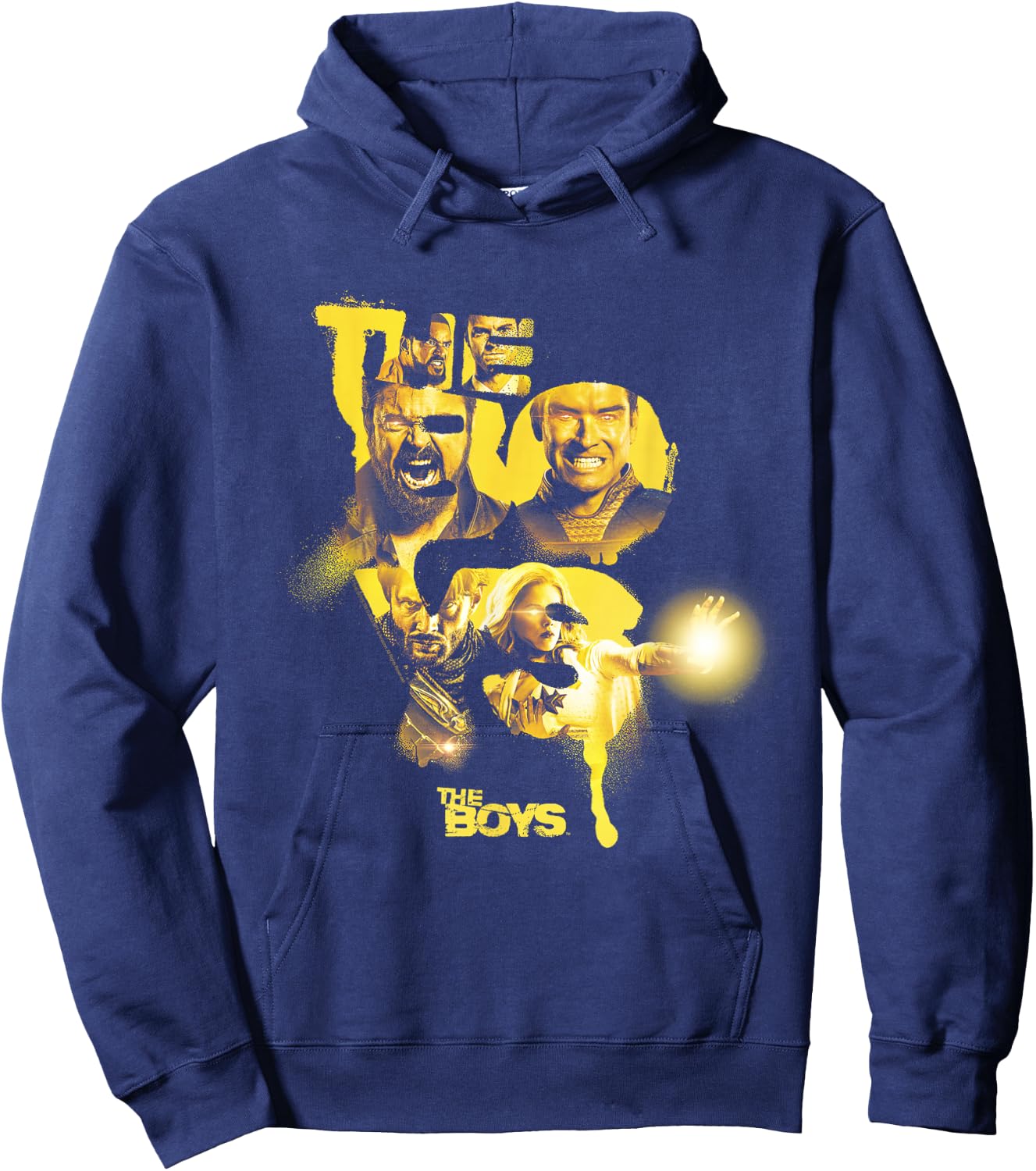 The Boys Yellow Character Collage Poster Hoodie - Hoodie | Navy
