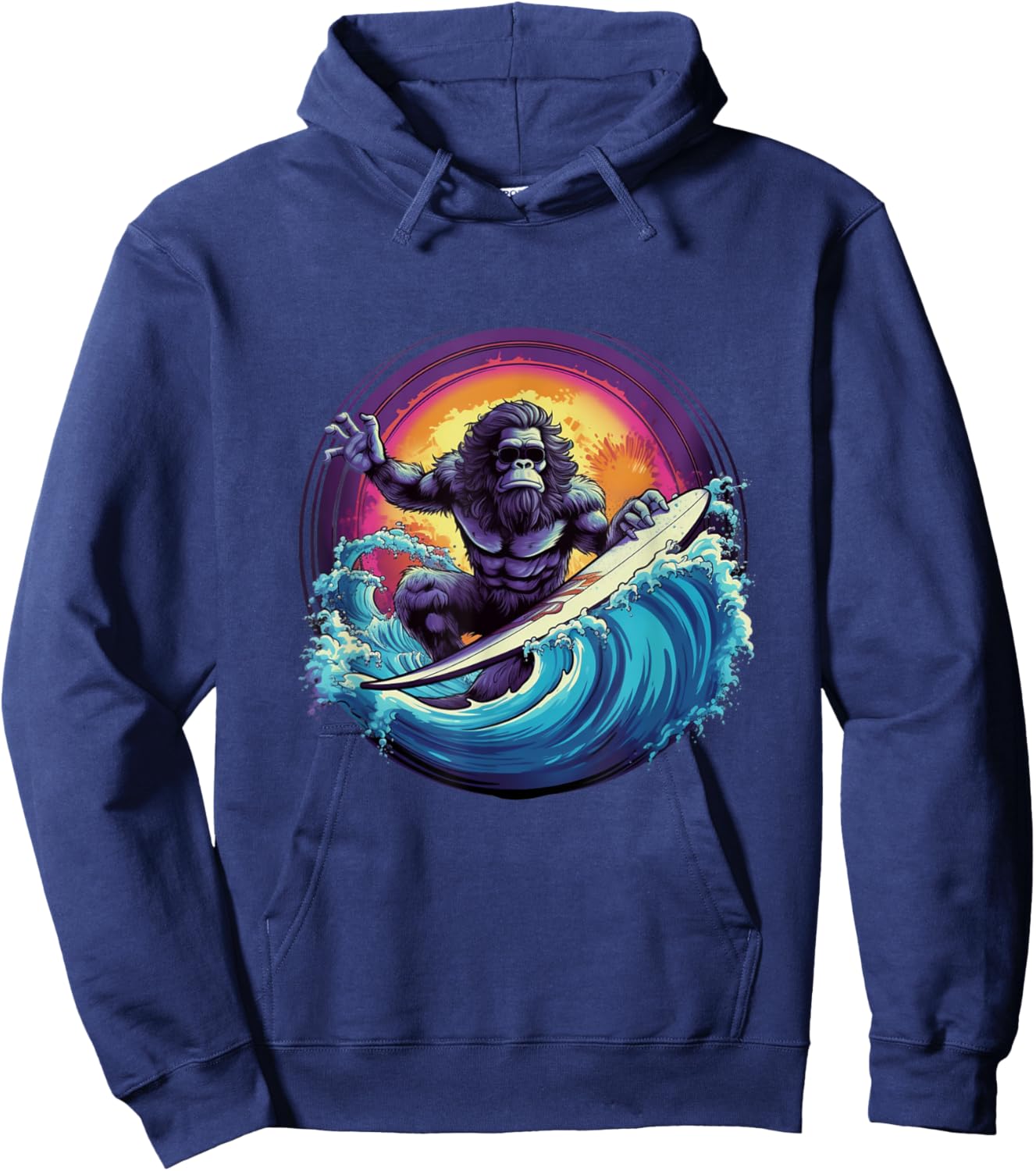 Gorilla Surfing A Wave - Surfing Gorilla- Surf Hoodie - Hoodie | Navy
