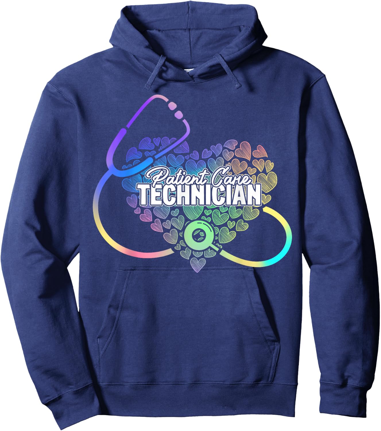 PCT Patient Care Technician Heart Stethoscope Hoodie - Hoodie | Navy