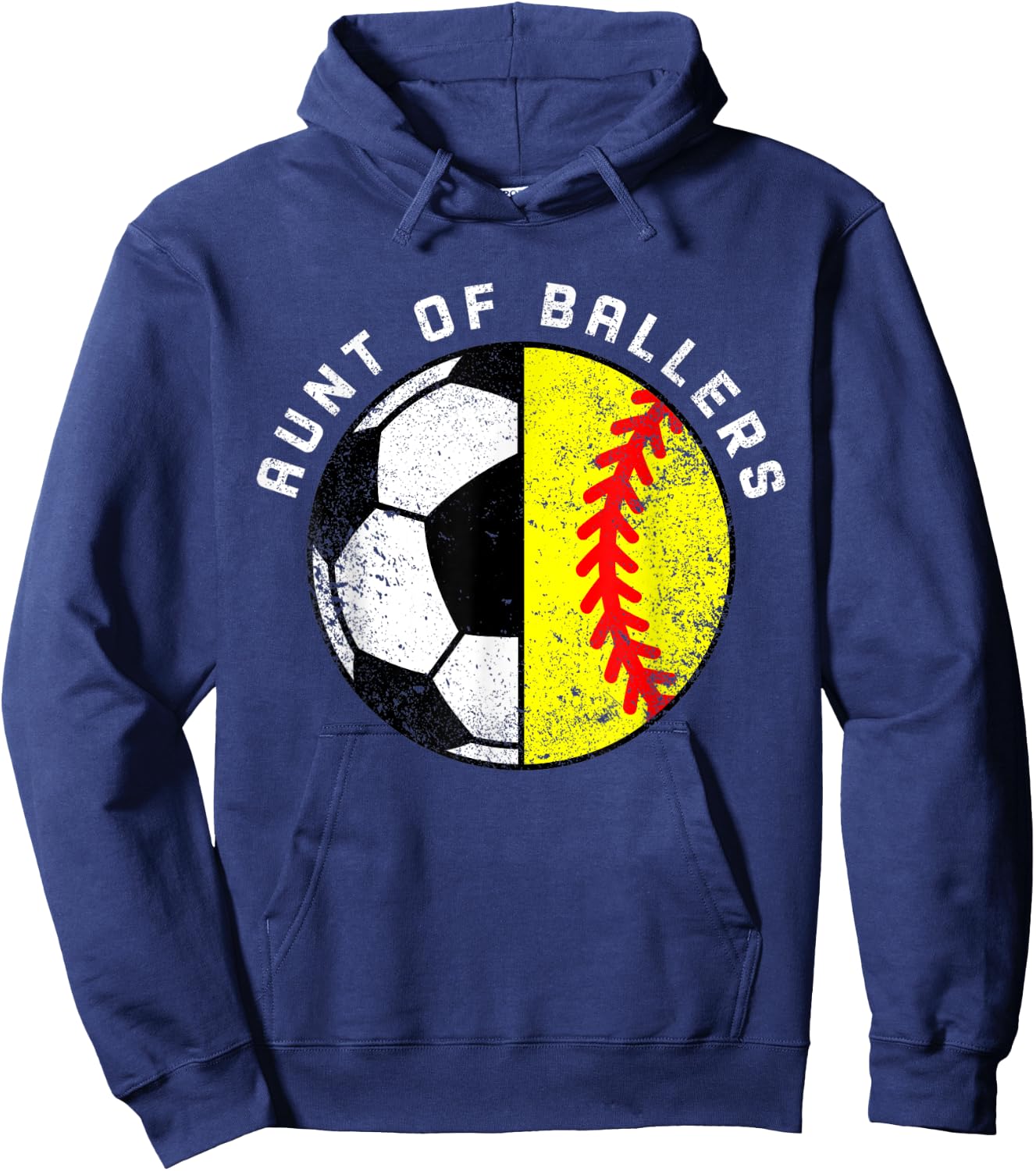 Aunt Of Ballers Funny Soccer Softball Aunt Hoodie - Hoodie | Navy