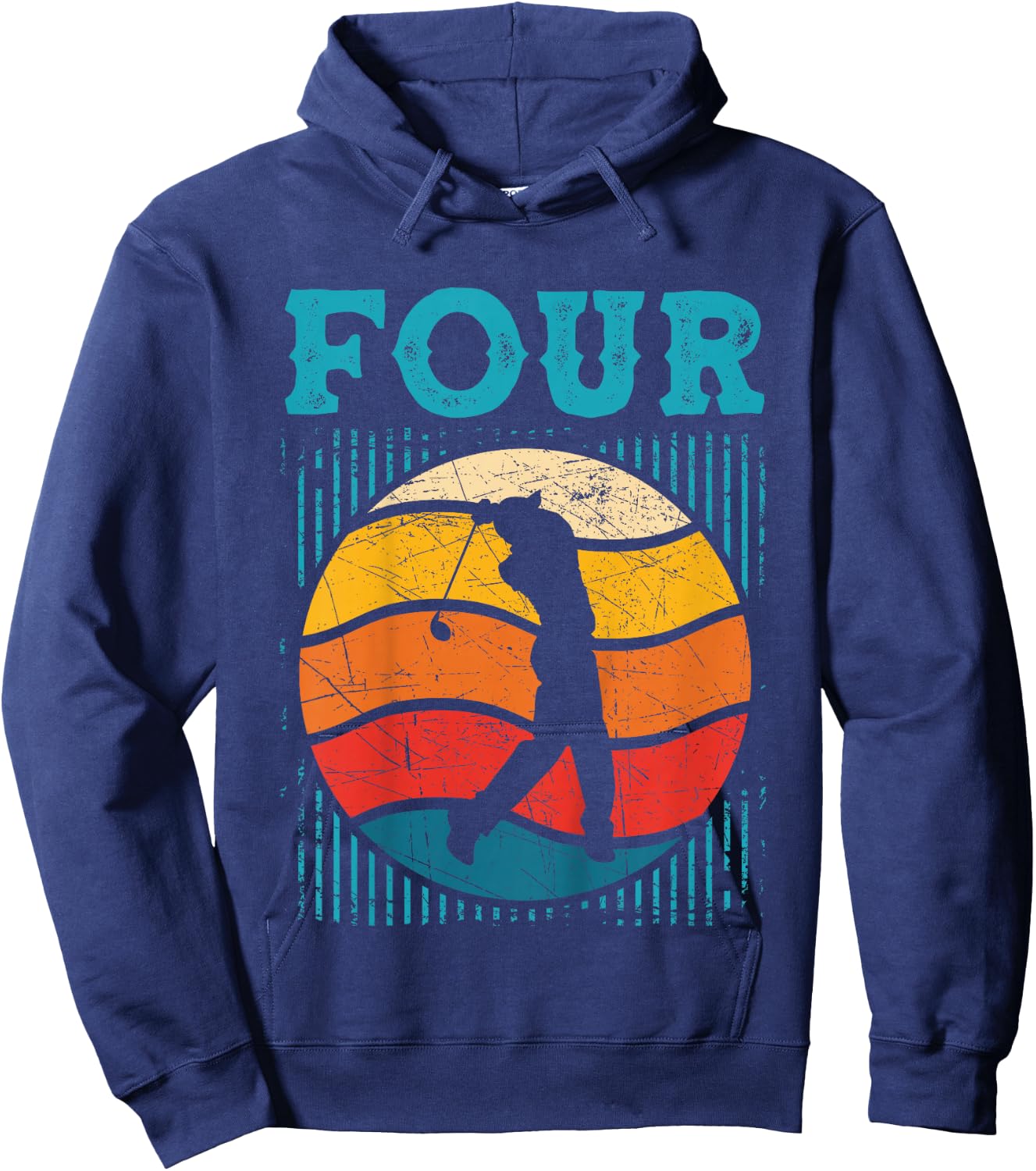 4th Birthday Retro Golf 4 Years Old Boy Girl Hoodie - Hoodie | Navy