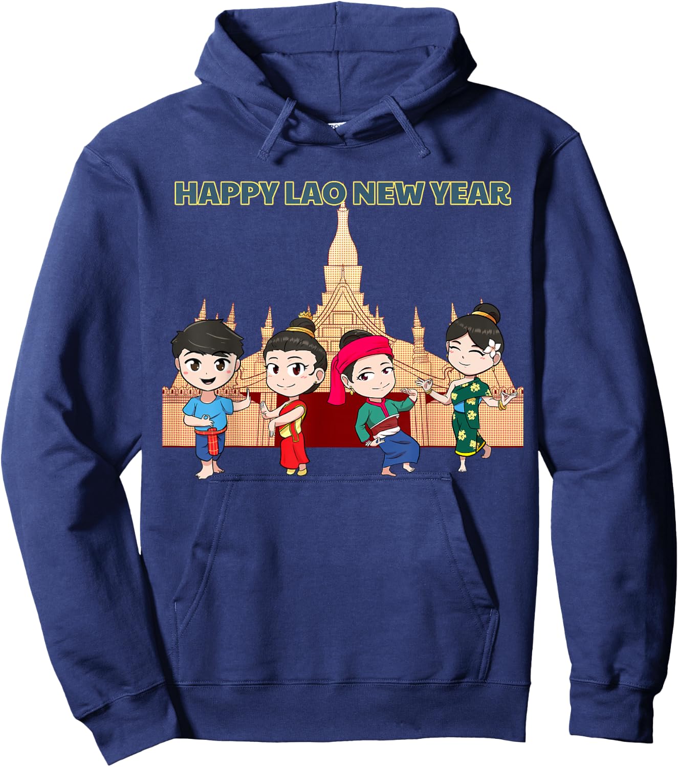 Laos Laotian Pi Mai Lao New Year Temple Hoodie - Hoodie | Navy