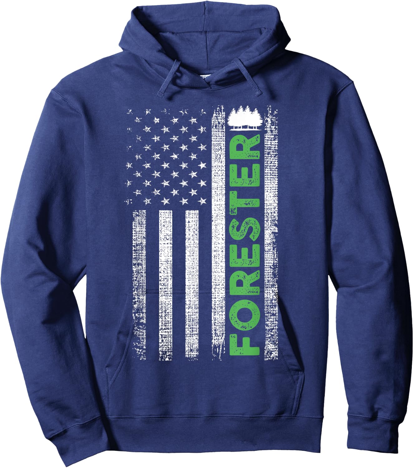 Forest Forestry Worker American Flag Forester Hoodie - Hoodie | Navy