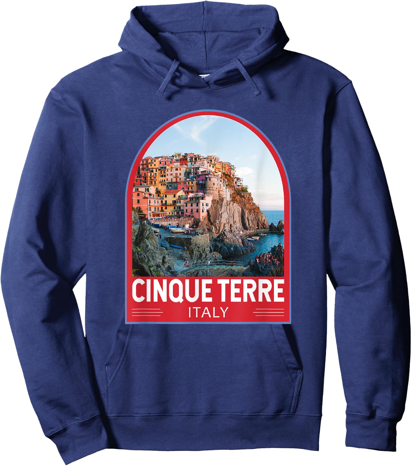 Cinque Terre Italy Retro Emblem Vintage Hoodie - Hoodie | Navy