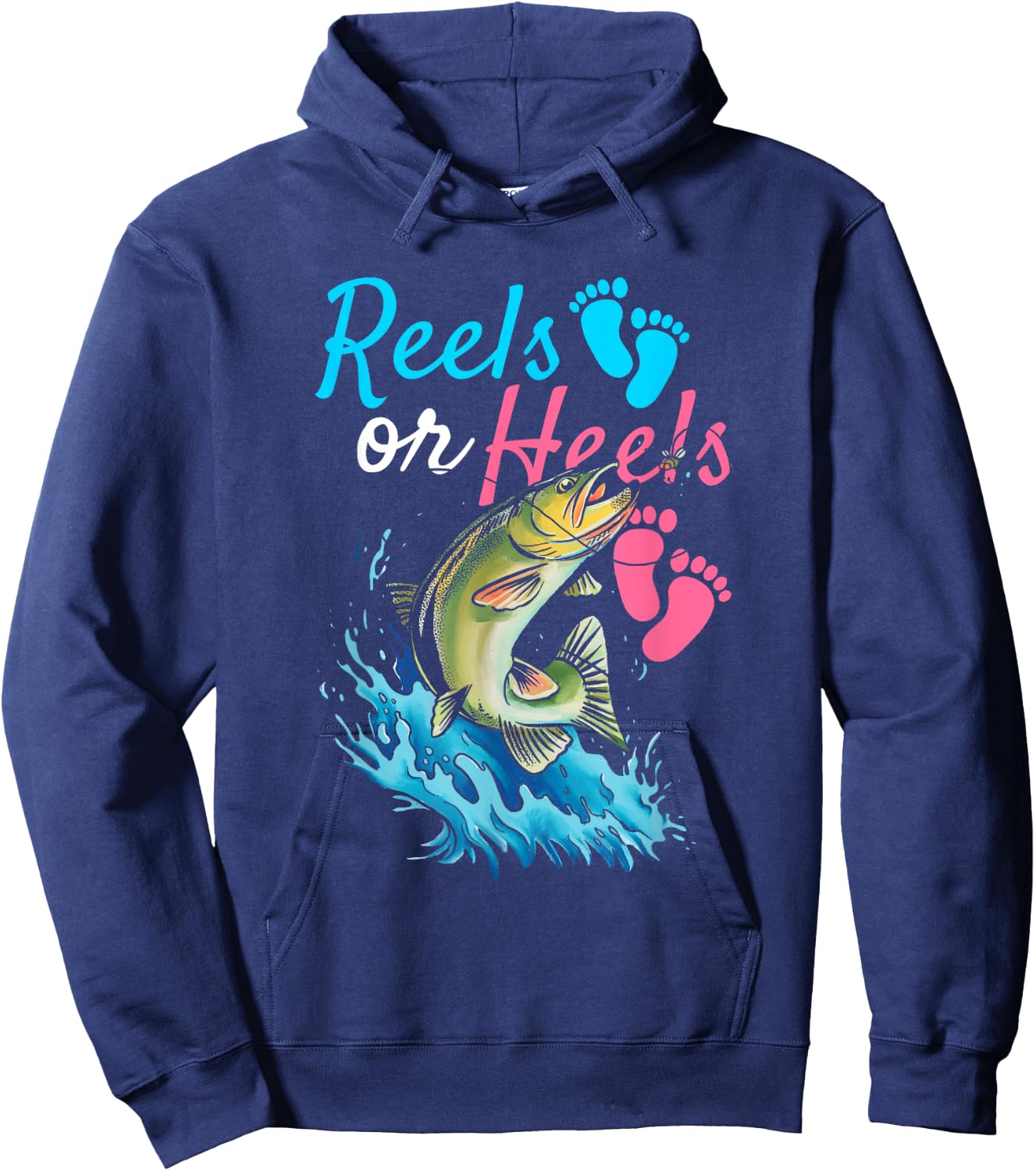 Reels or Heels Design for Fishing lovers Hoodie - Hoodie | Navy