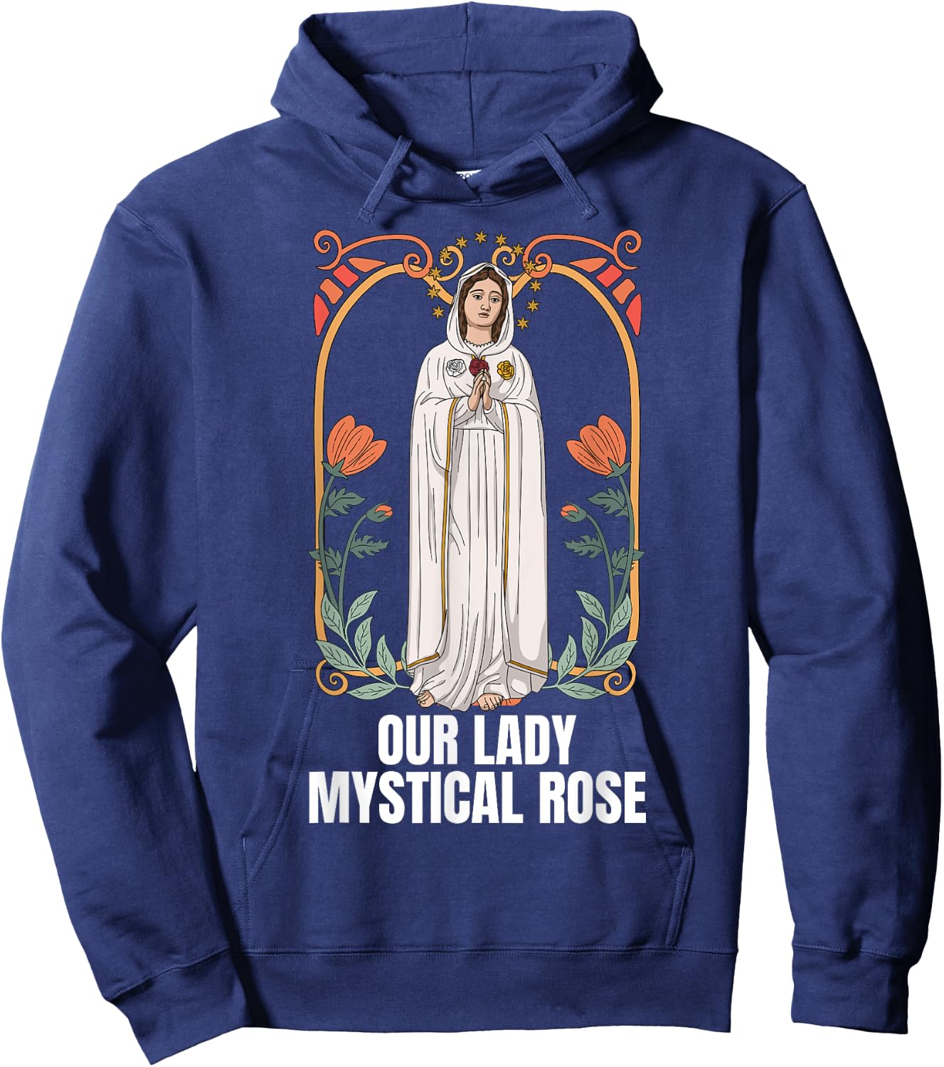 Our Lady Mystical Rose Marian Catholic Hoodie - Hoodie | Navy