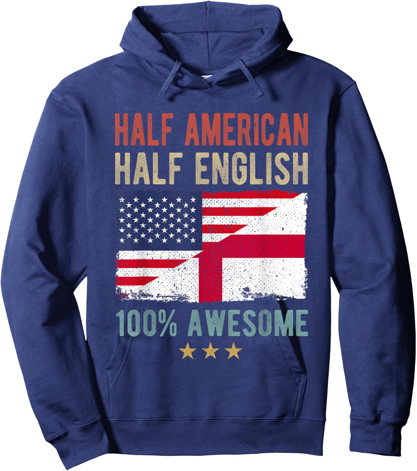 USA England Flag Half American Half English Hoodie - Hoodie | Navy