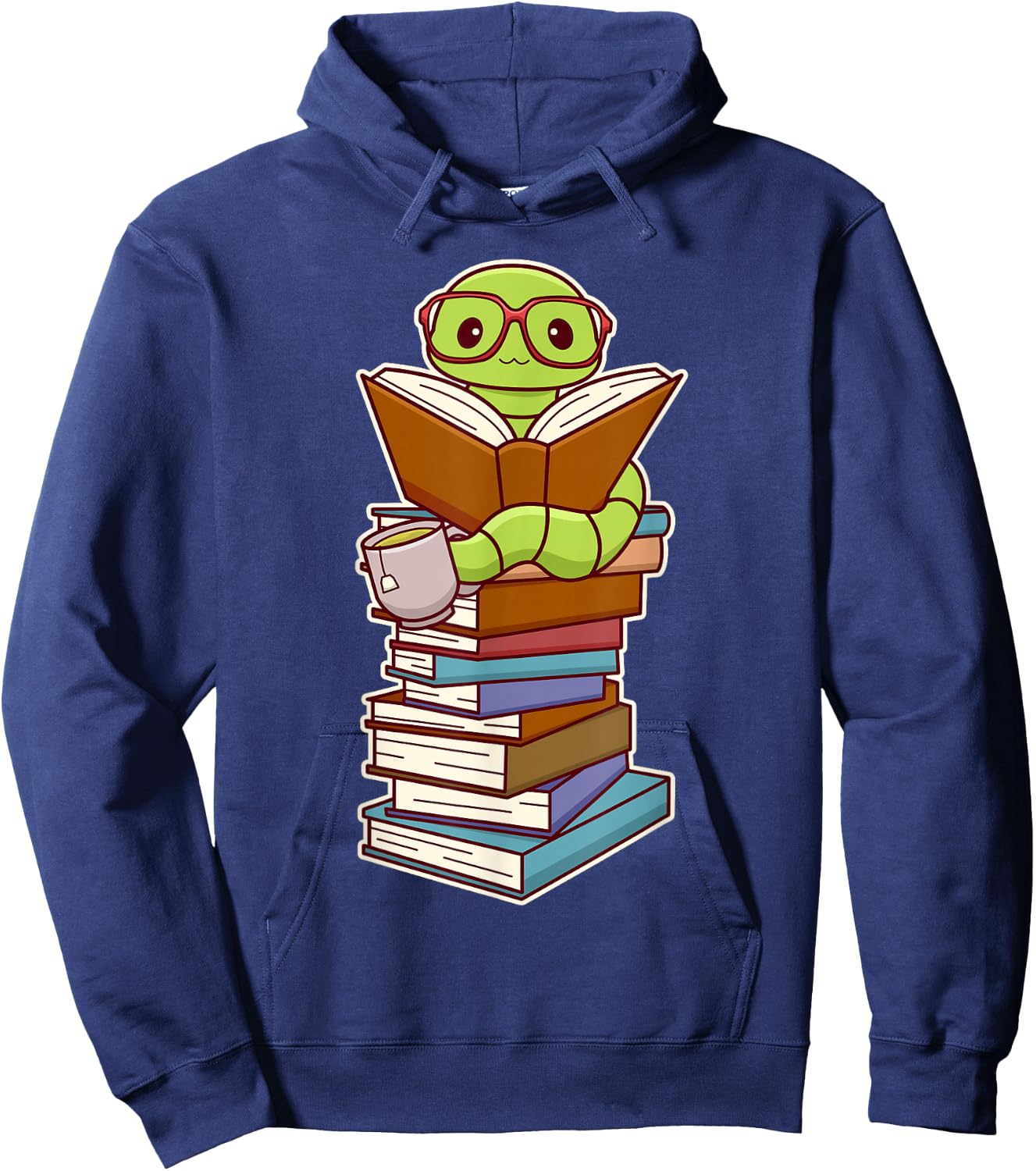 Cute Kawaii Bookworm Reading Hoodie - Hoodie | Navy