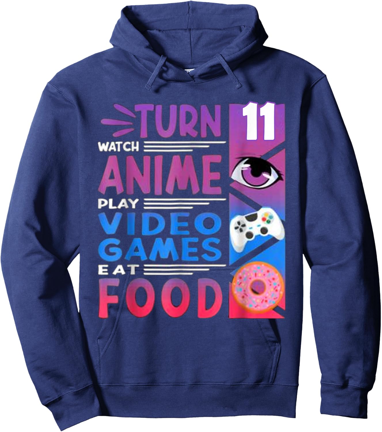 11th Birthday Anime Gamer Hoodie - Hoodie | Navy