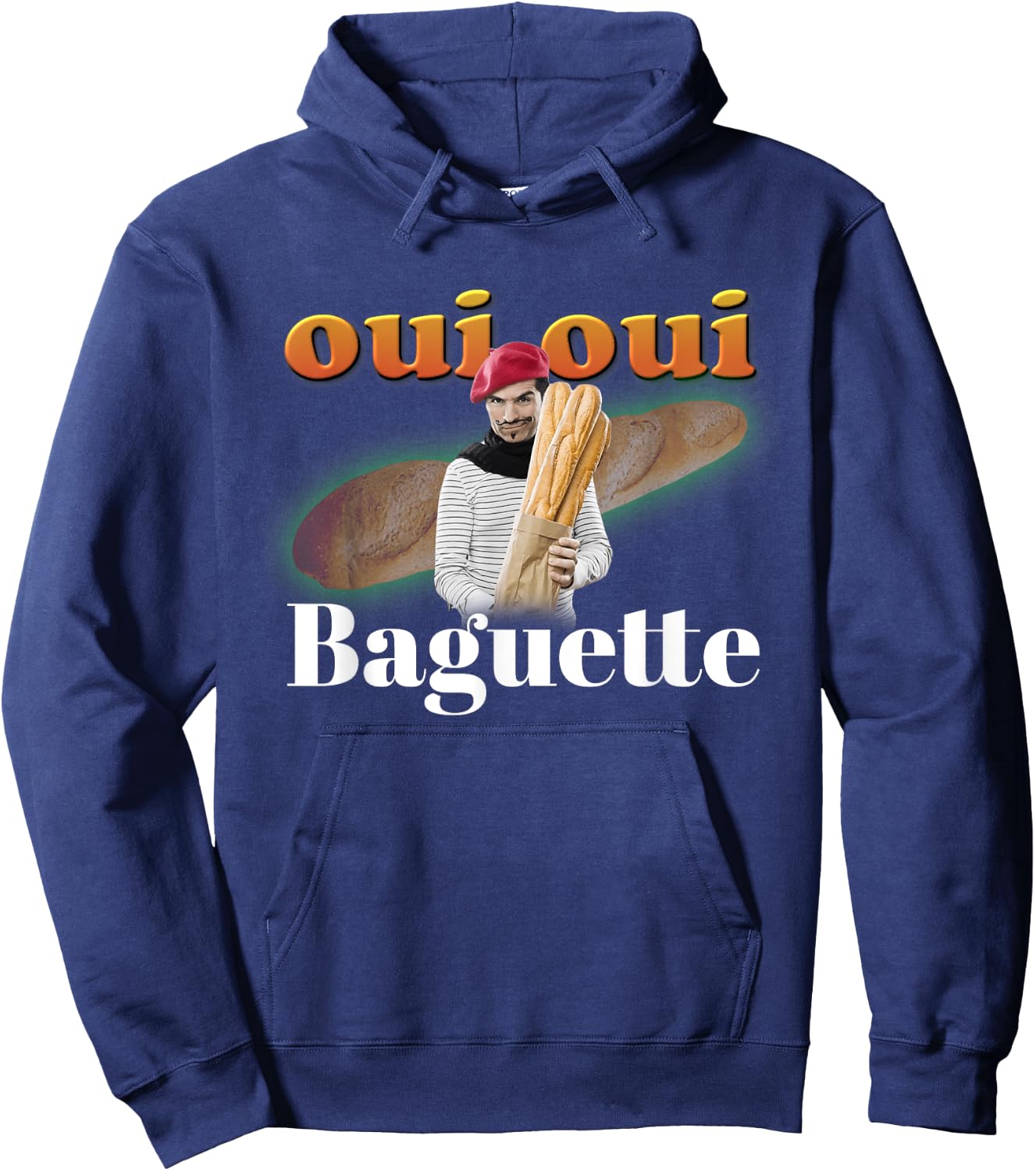 Oui Oui Baguette French Meme Hoodie - Hoodie | Navy
