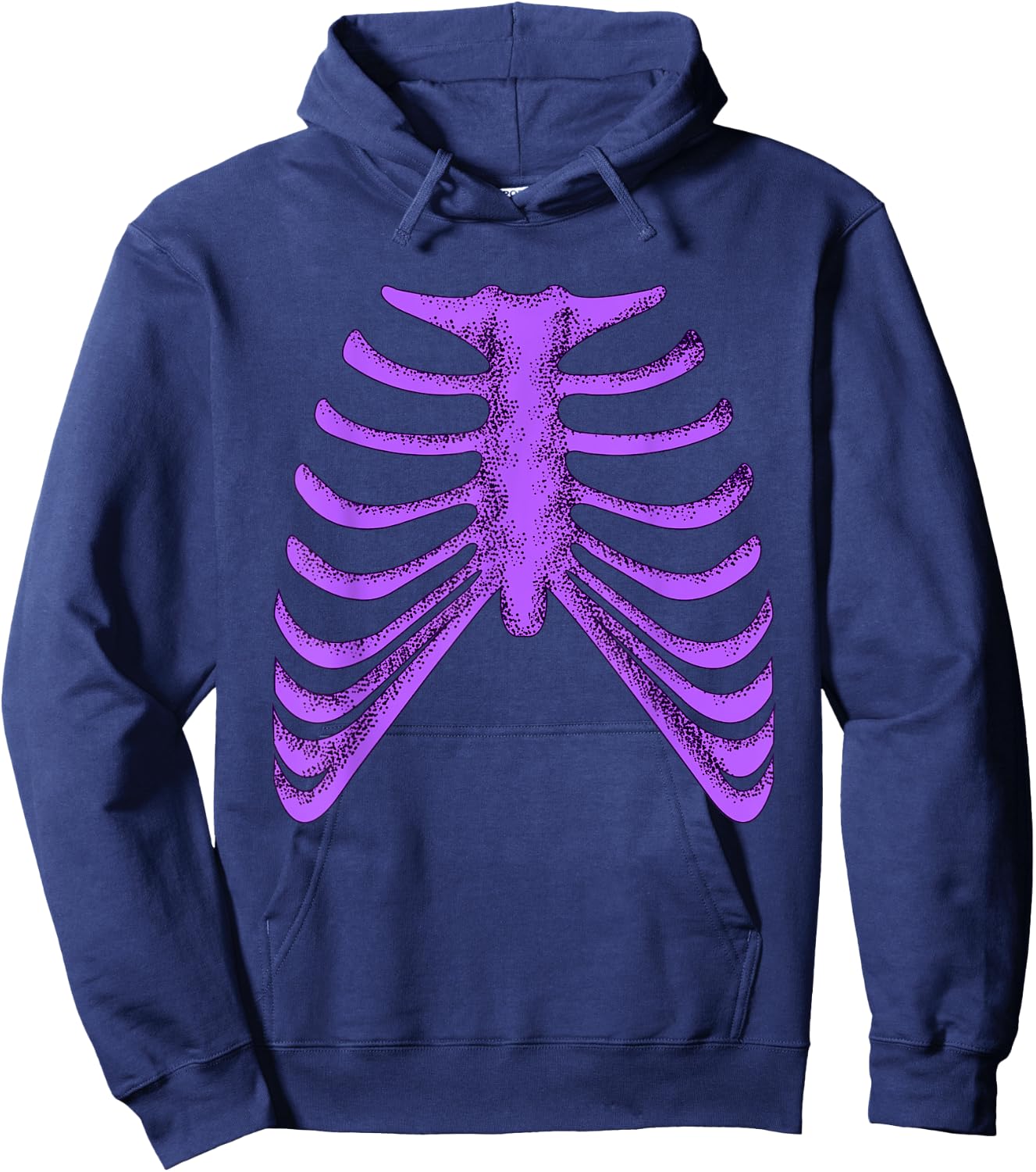 Purple Ribcage Skeleton Purple Color Graphic Hoodie - Hoodie | Navy