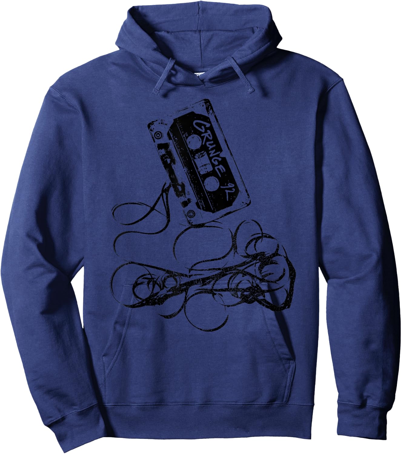 Grunge 90s Music Vintage Tape Concert Hoodie - Hoodie | Navy