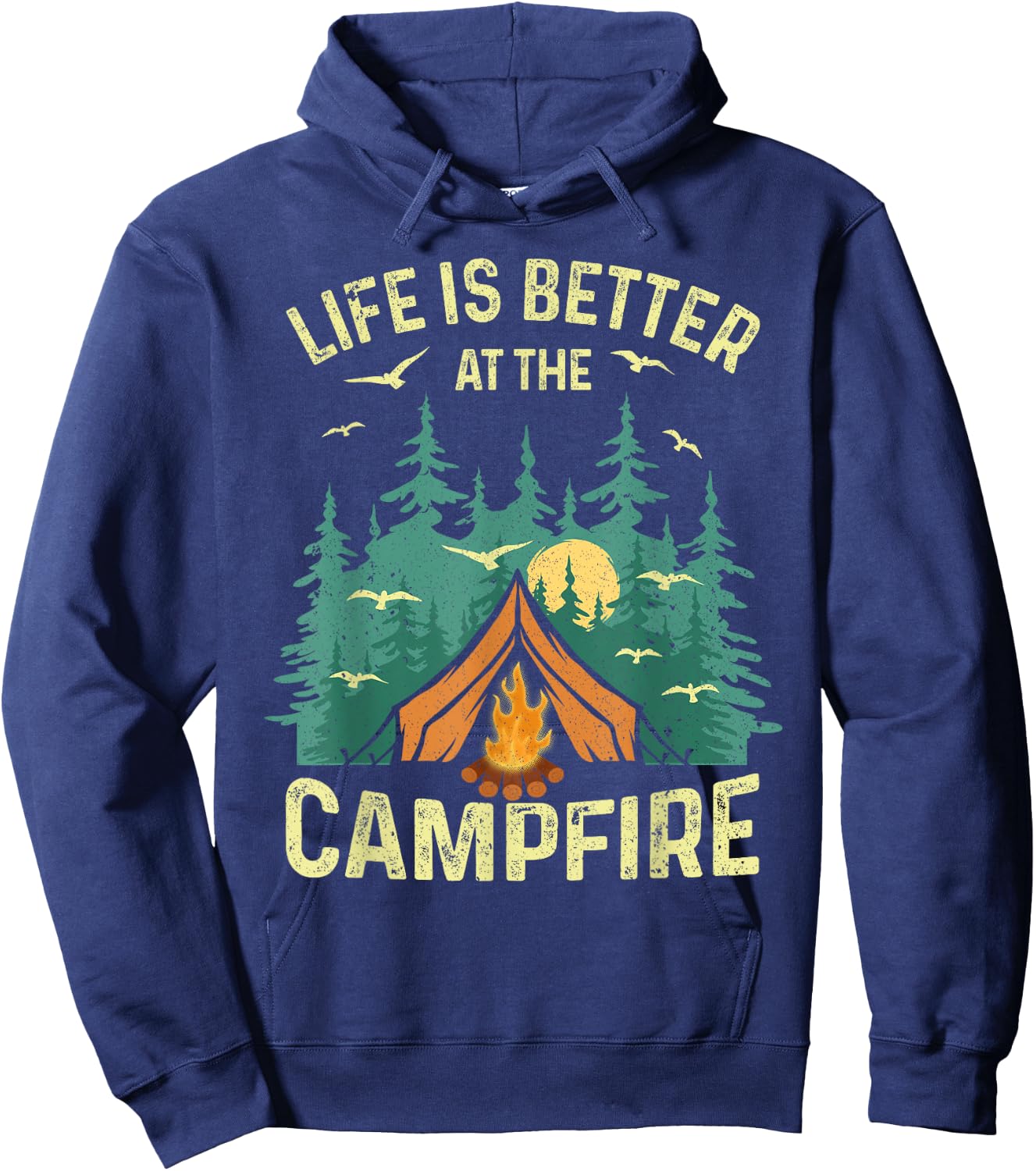 Unique Camping Gift RV Camper Accessories & Stuff -Adults, Kids Black Cotton 60%, Polyester 40% Short Sleeve Small Camping, Outdoor Adventures Hoodie - Hoodie | Navy