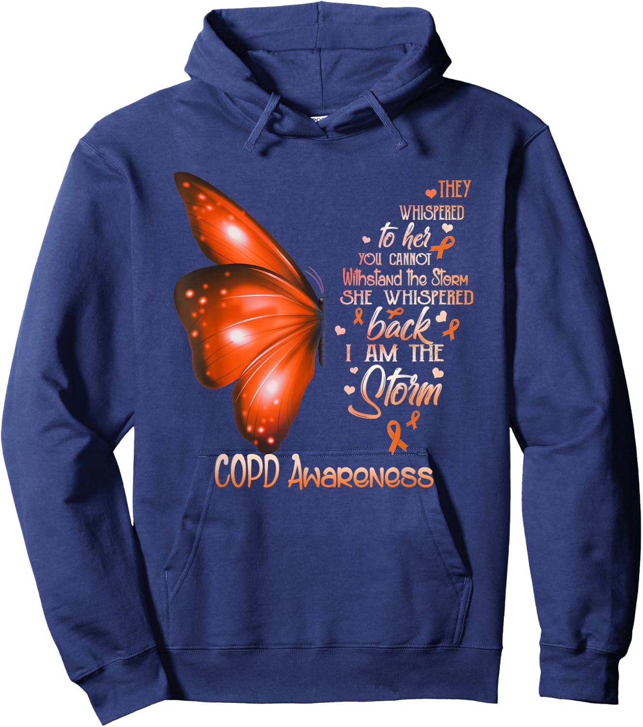 I am a storm COPD Awareness Butterfly Hoodie - Hoodie | Navy