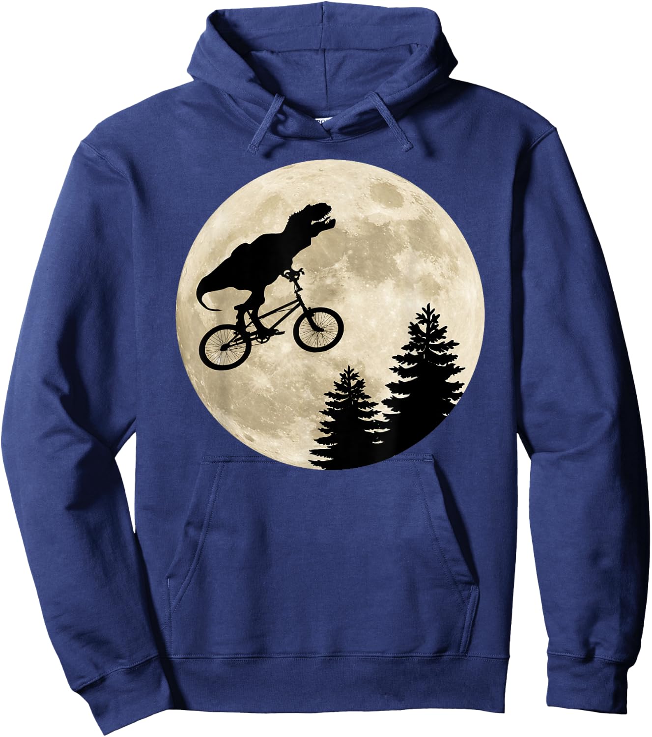 T-Rex Riding Against The Moon On A Bike Hoodie - Hoodie | Navy
