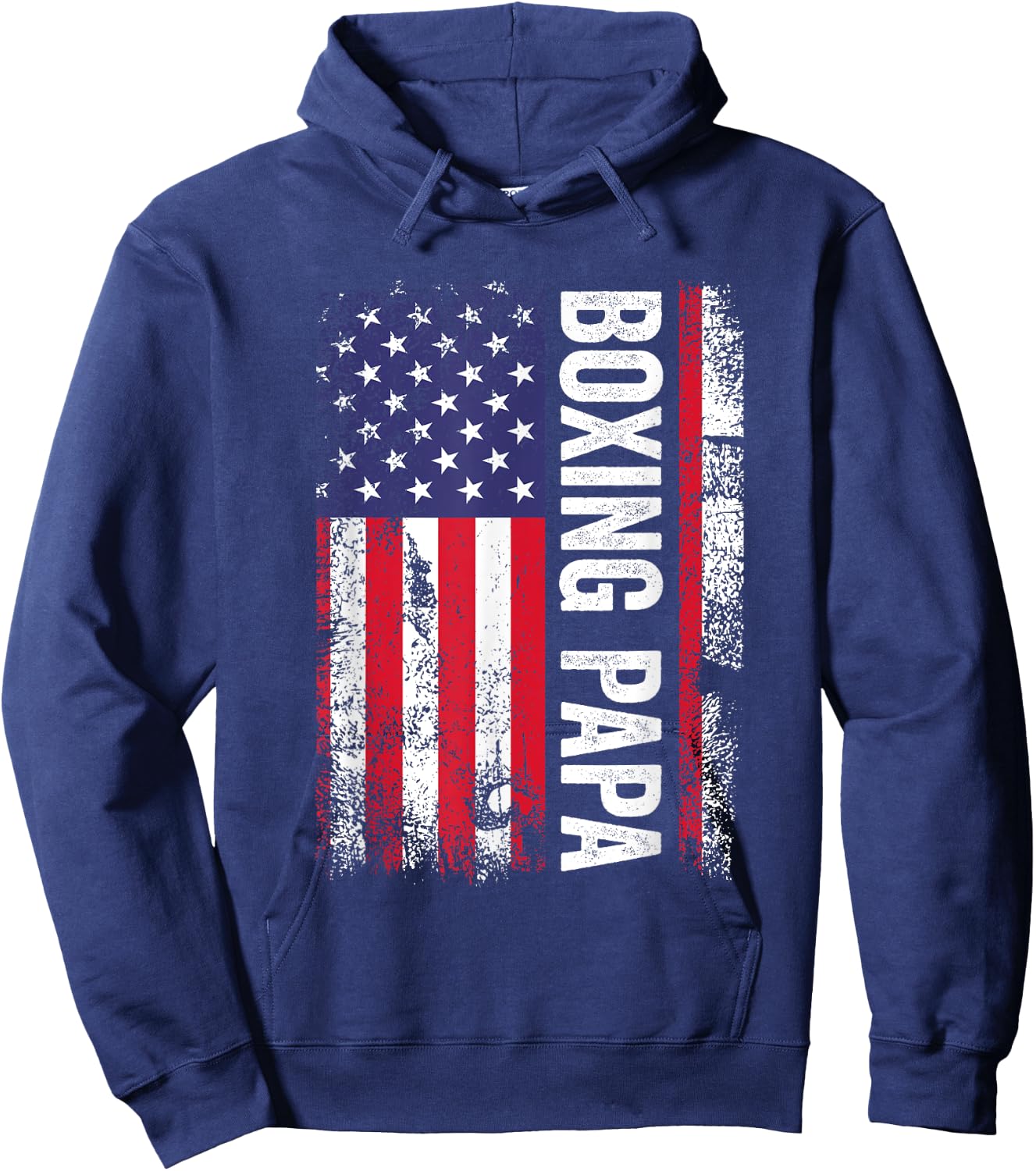 Boxing Papa American Flag USA Patriotic Hoodie - Hoodie | Navy