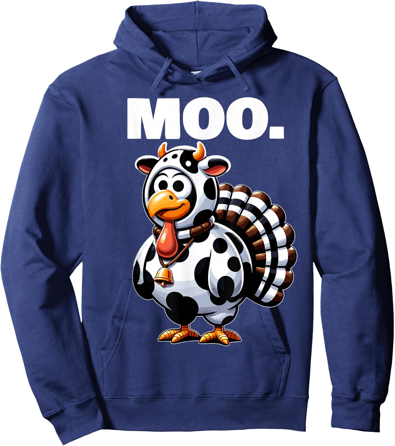 Turkey Moo Funny Thanksgiving Hoodie - Hoodie | Navy