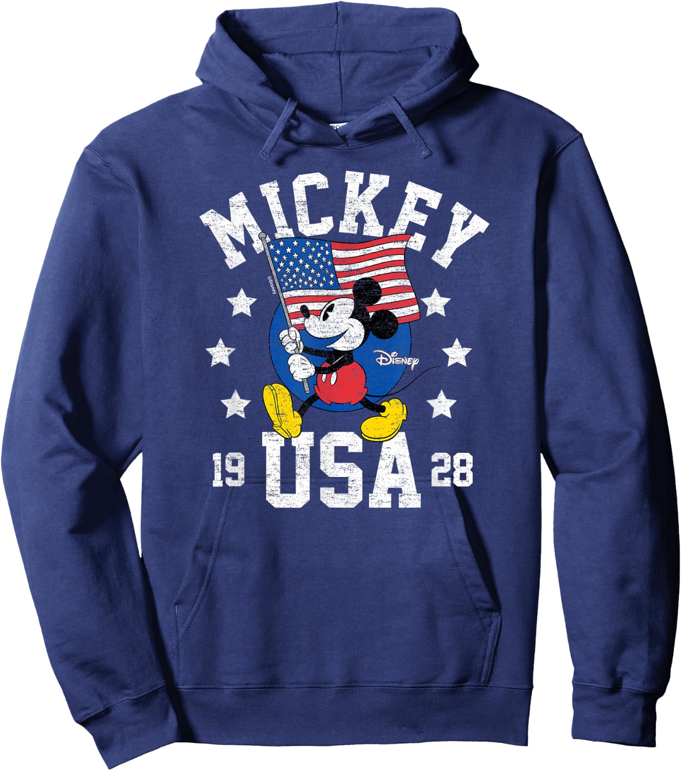 Mickey Mouse - Waving Flag USA with Stars Hoodie - Hoodie | Navy
