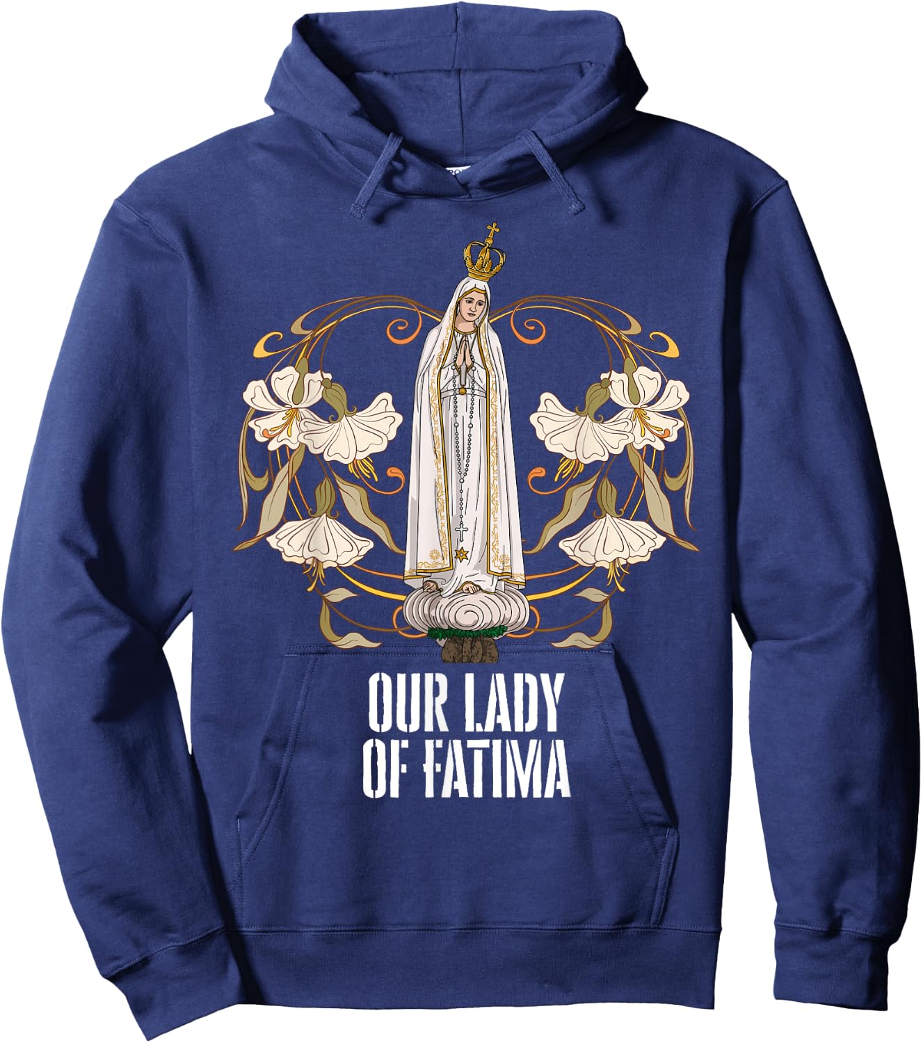 Our Lady of Fatima Marian Catholic Hoodie - Hoodie | Navy