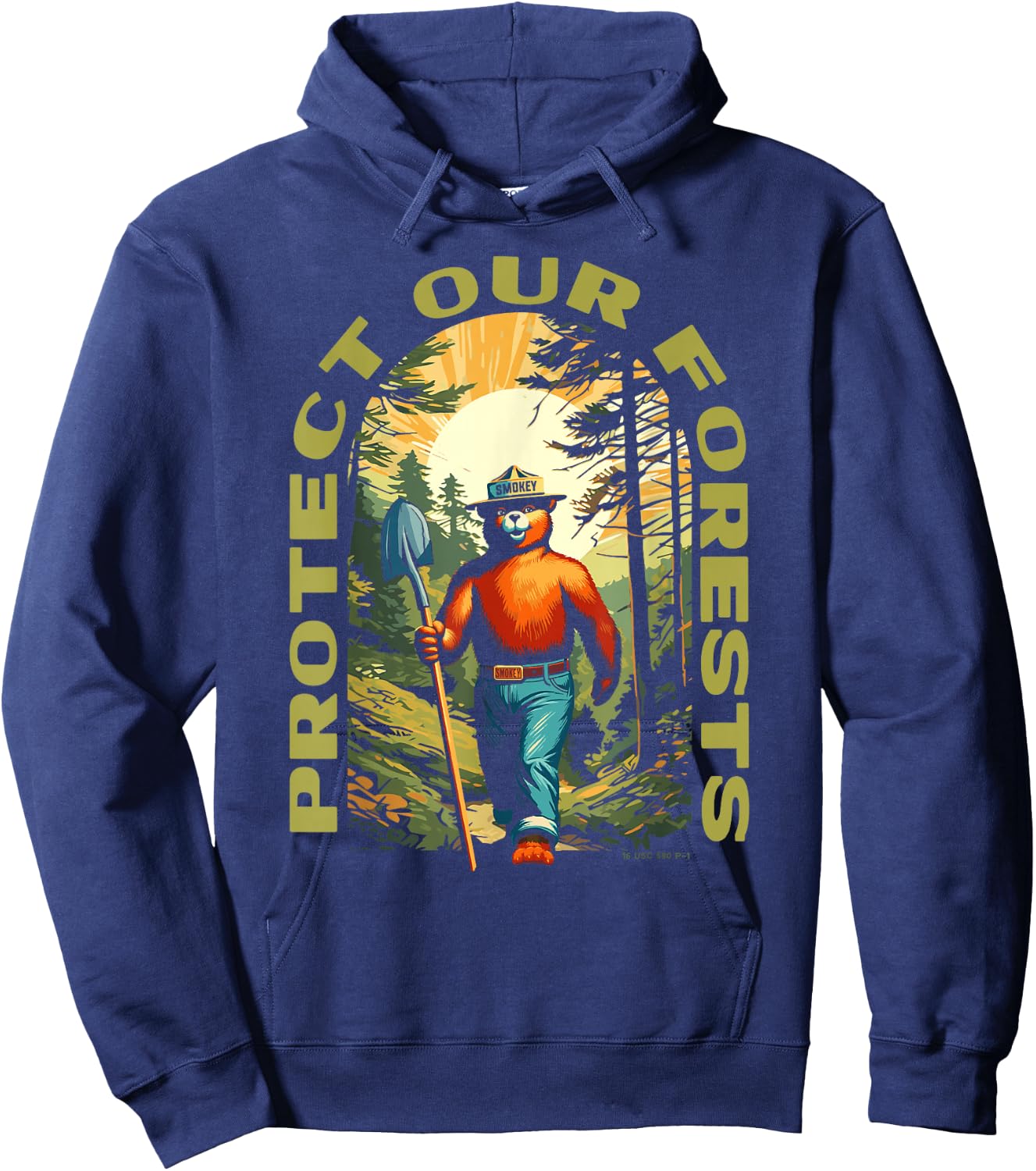 Hiking Smokey Bear Protect Our Forests Vintage Hoodie - Hoodie | Navy