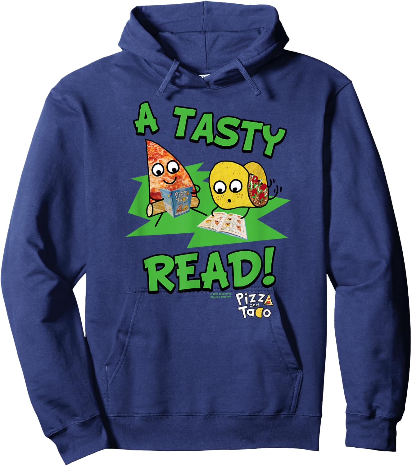 Pizza and Taco A Tasty Read Hoodie - Hoodie | Navy