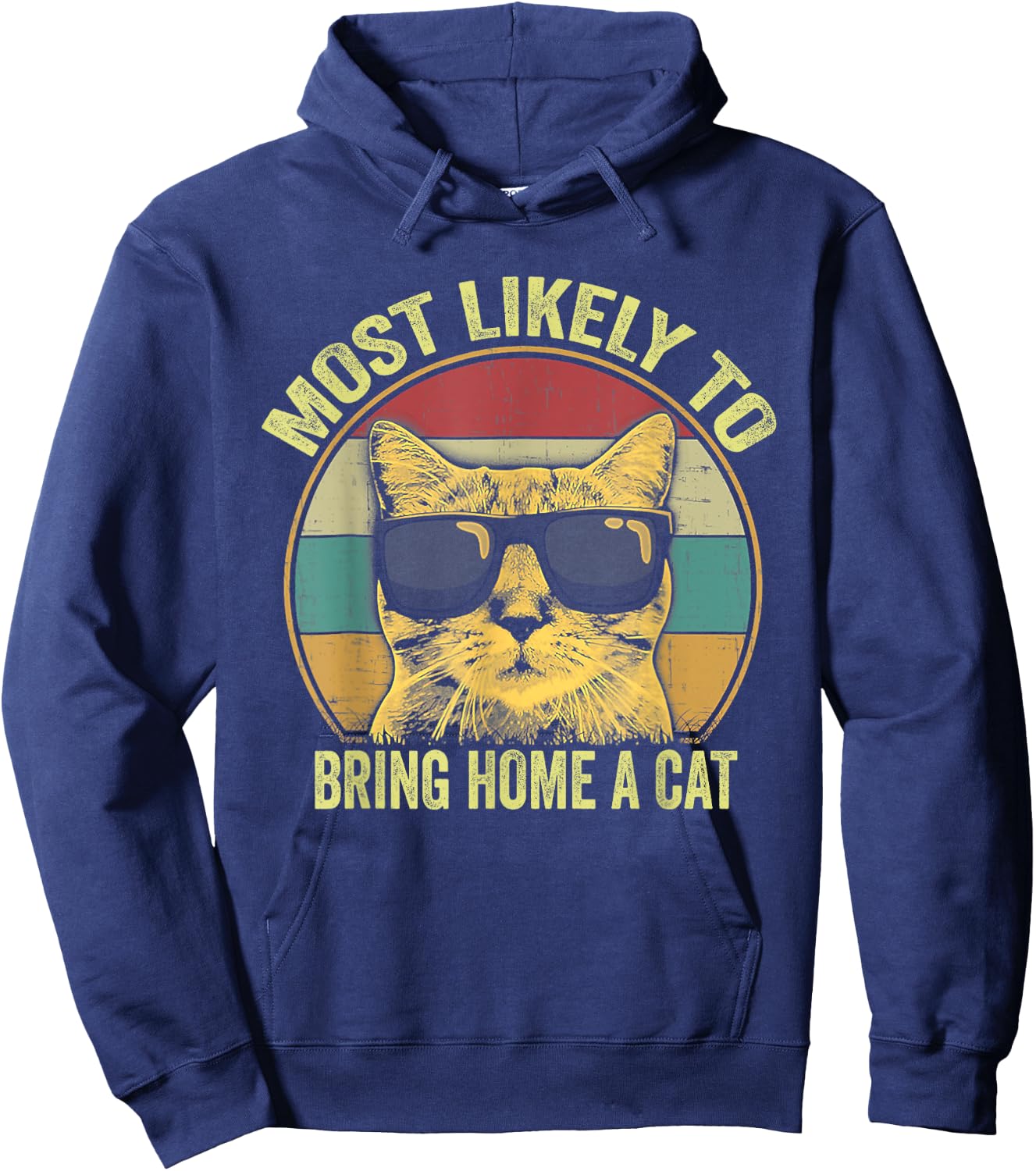 Most Likely To Bring Home A Cat - Retro Vintage Hoodie - Hoodie | Navy