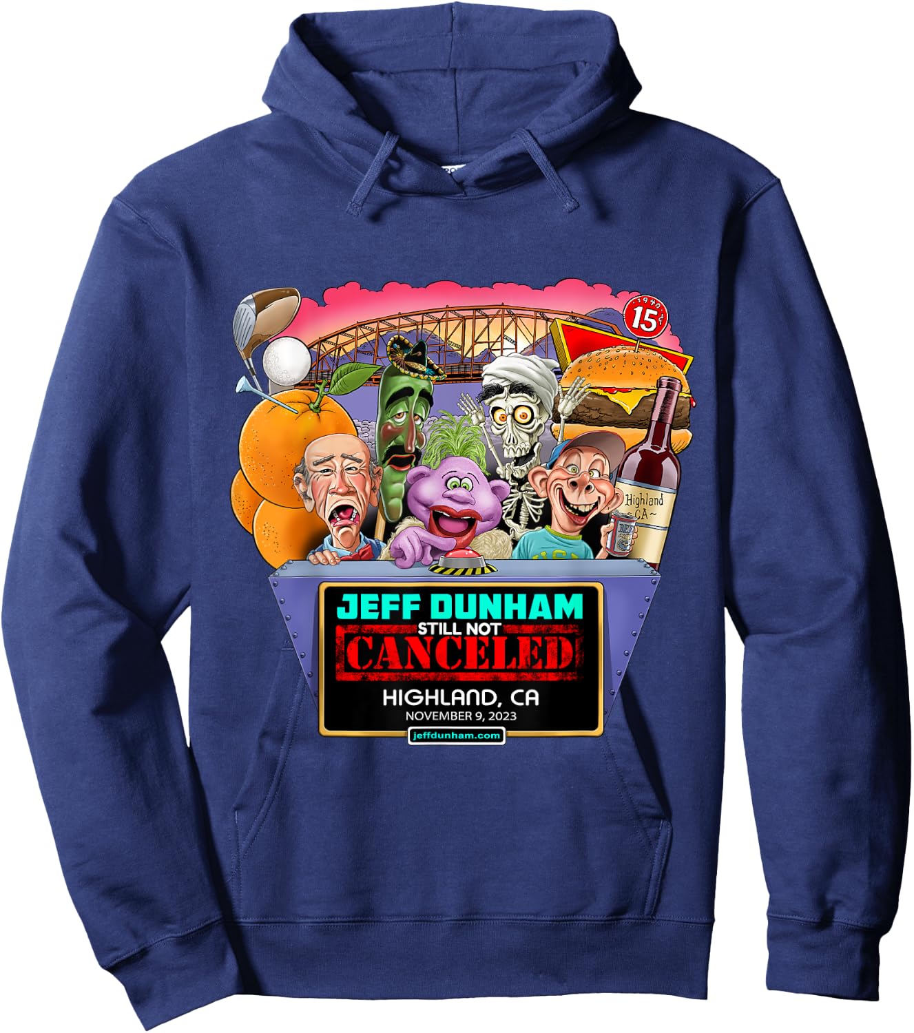 Jeff Dunham Highland, CA (2023) Hoodie - Hoodie | Navy