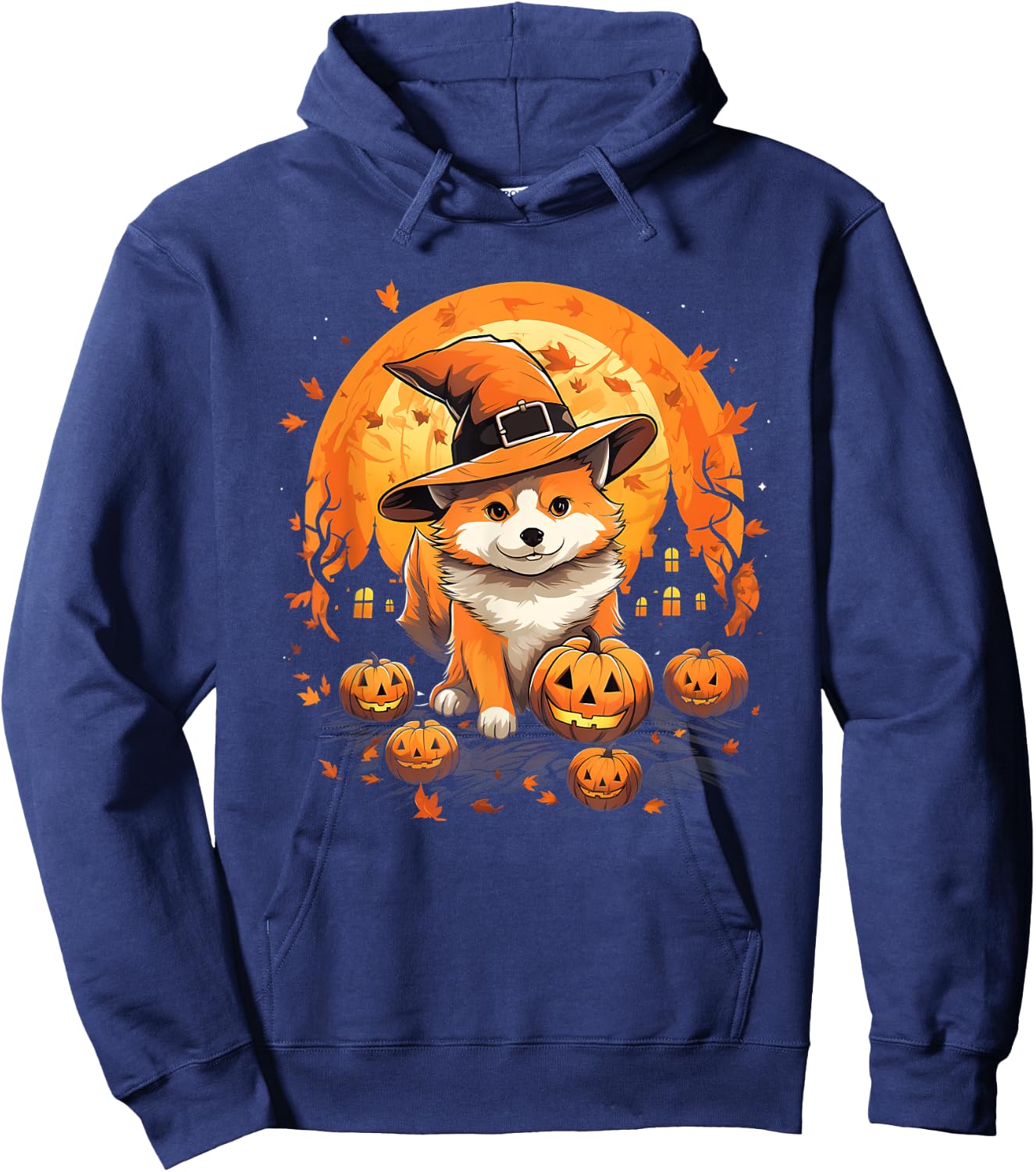Spooky Jindo Dog Witch Halloween Hoodie - Hoodie | Navy