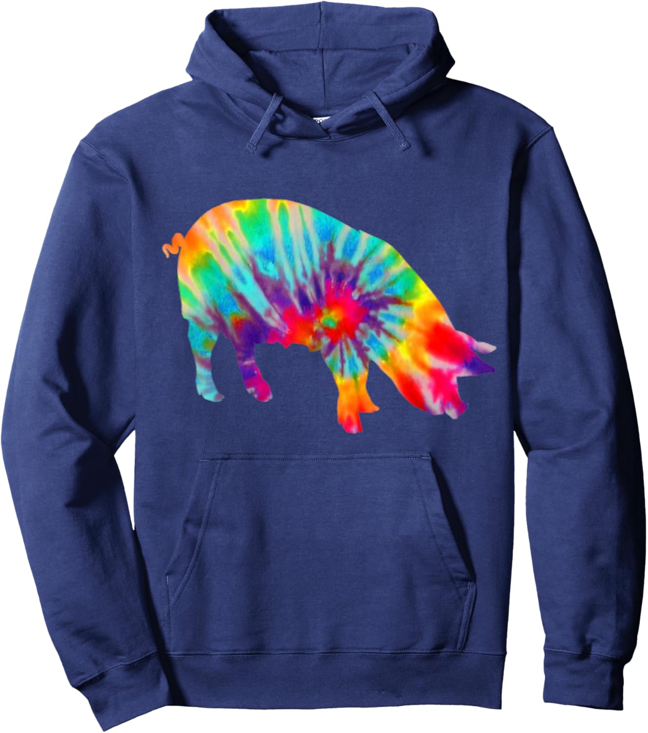 Pig Tie Dye Vintage Farmer Hoodie - Hoodie | Navy