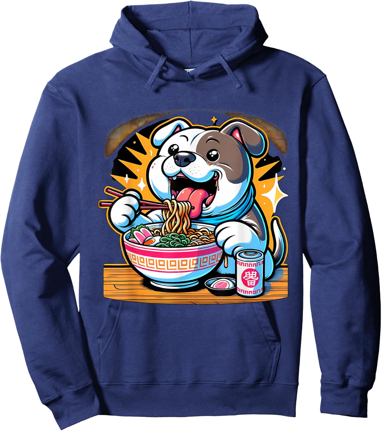 Kawaii Anime Pit Bull Dog Ramen Hoodie - Hoodie | Navy