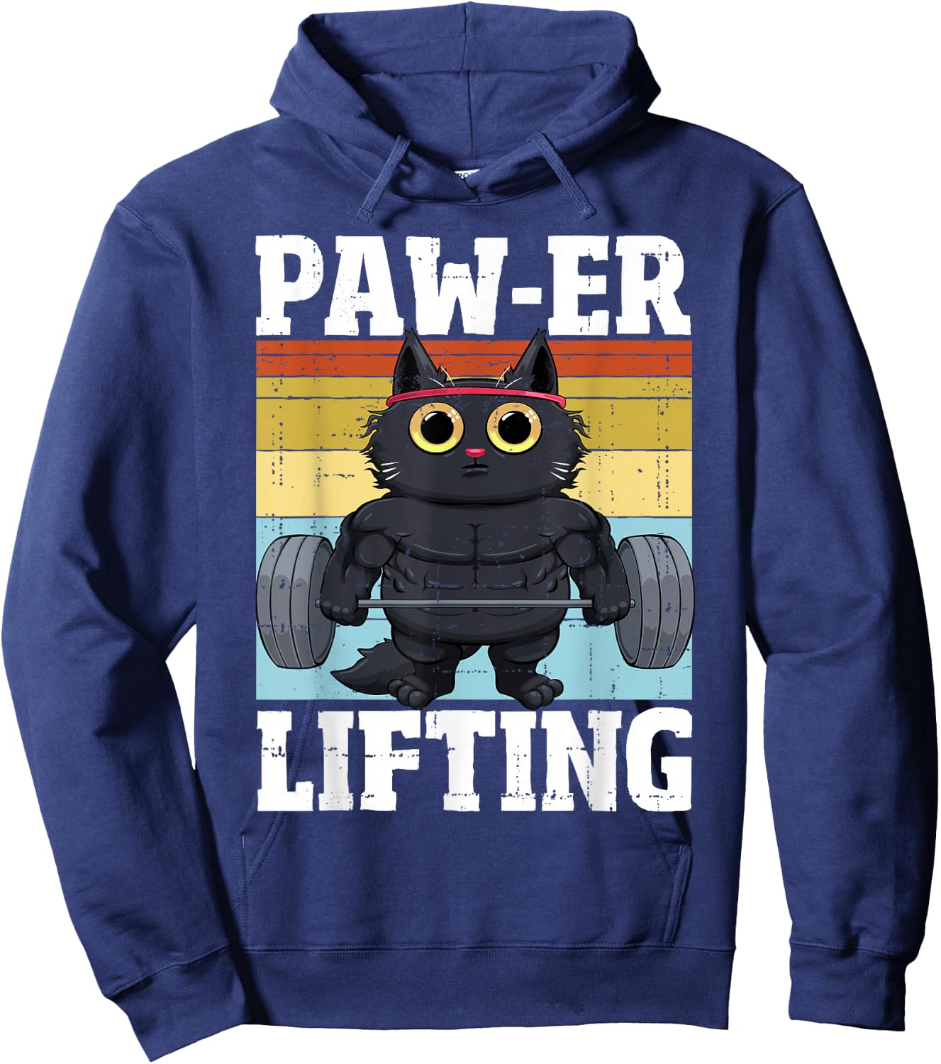 Power Lifting Paw Cat Gym Funny Workout Cat Hoodie - Hoodie | Navy