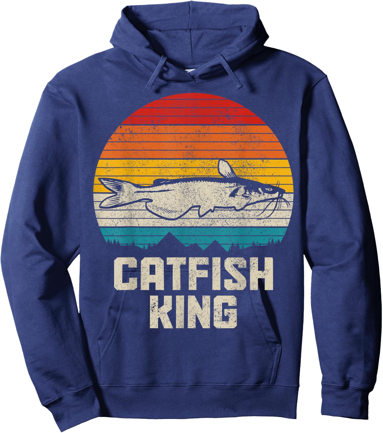 Catfish King Funny Catfishing Vintage Fishing Hoodie - Hoodie | Navy