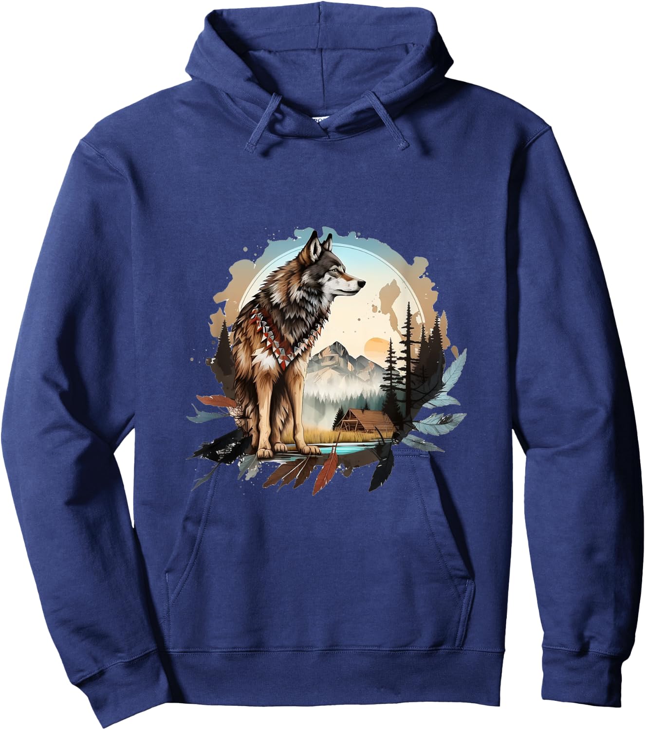 The Mountain Native Wolf Spirit Hoodie - Hoodie | Navy