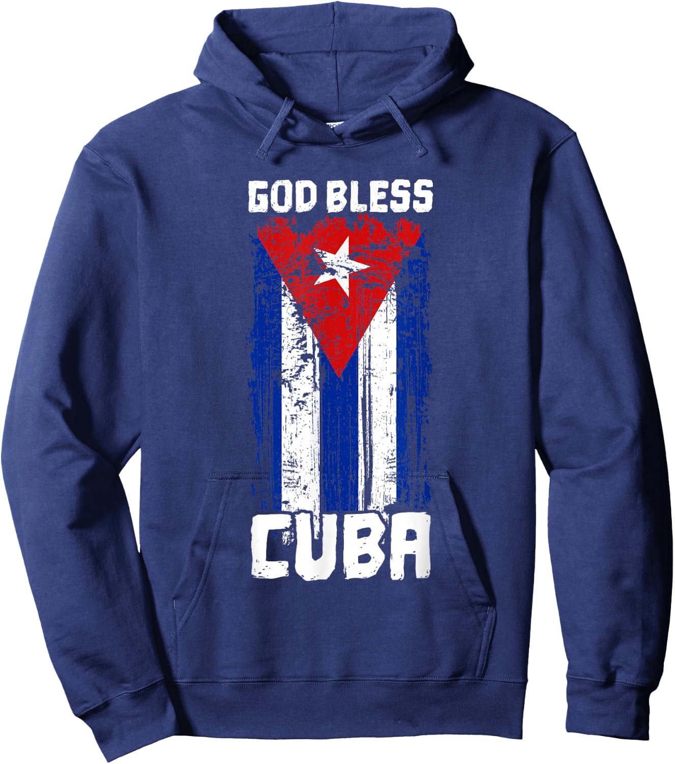 God Bless Cuba Retro Vintage Grunge Cuban Flag Hoodie - Hoodie | Navy