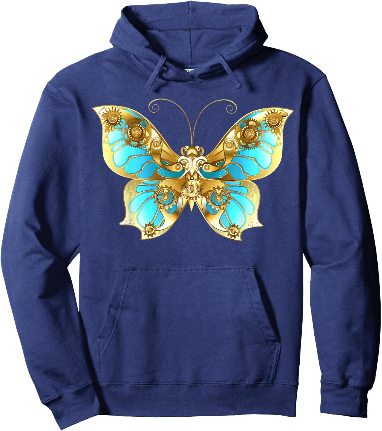 Steampunk Gears Butterfly Hoodie - Hoodie | Navy
