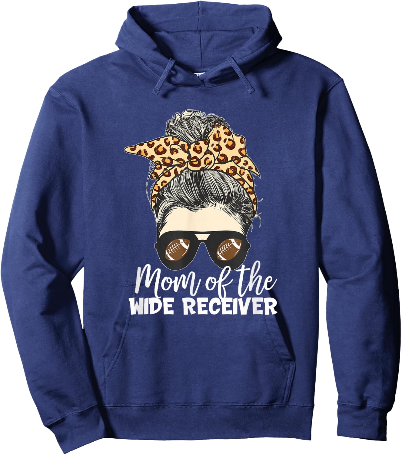 Mom of the Wide Receiver Football Bun Hoodie - Hoodie | Navy