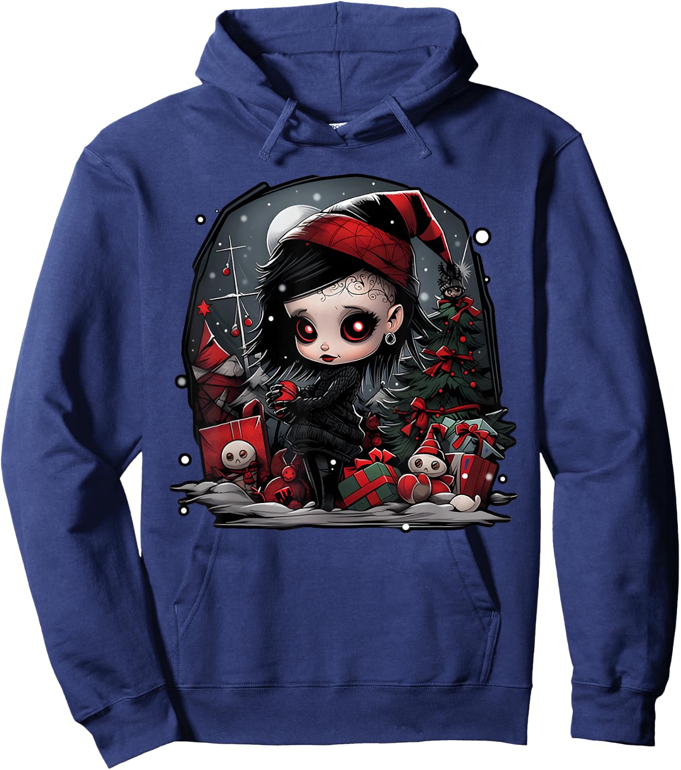 Festive Shadows: A Christmas Goth Baby's Tale Hoodie - Hoodie | Navy