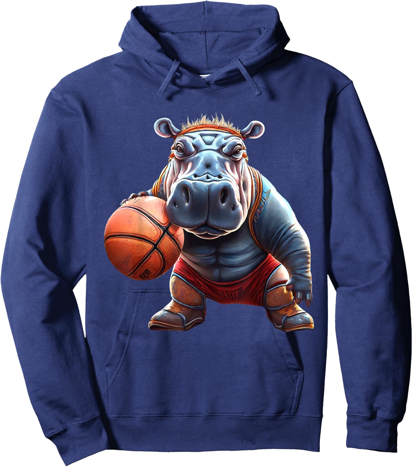 Funny Basketball Hippo Groovy Hippo Basketball Hoodie - Hoodie | Navy