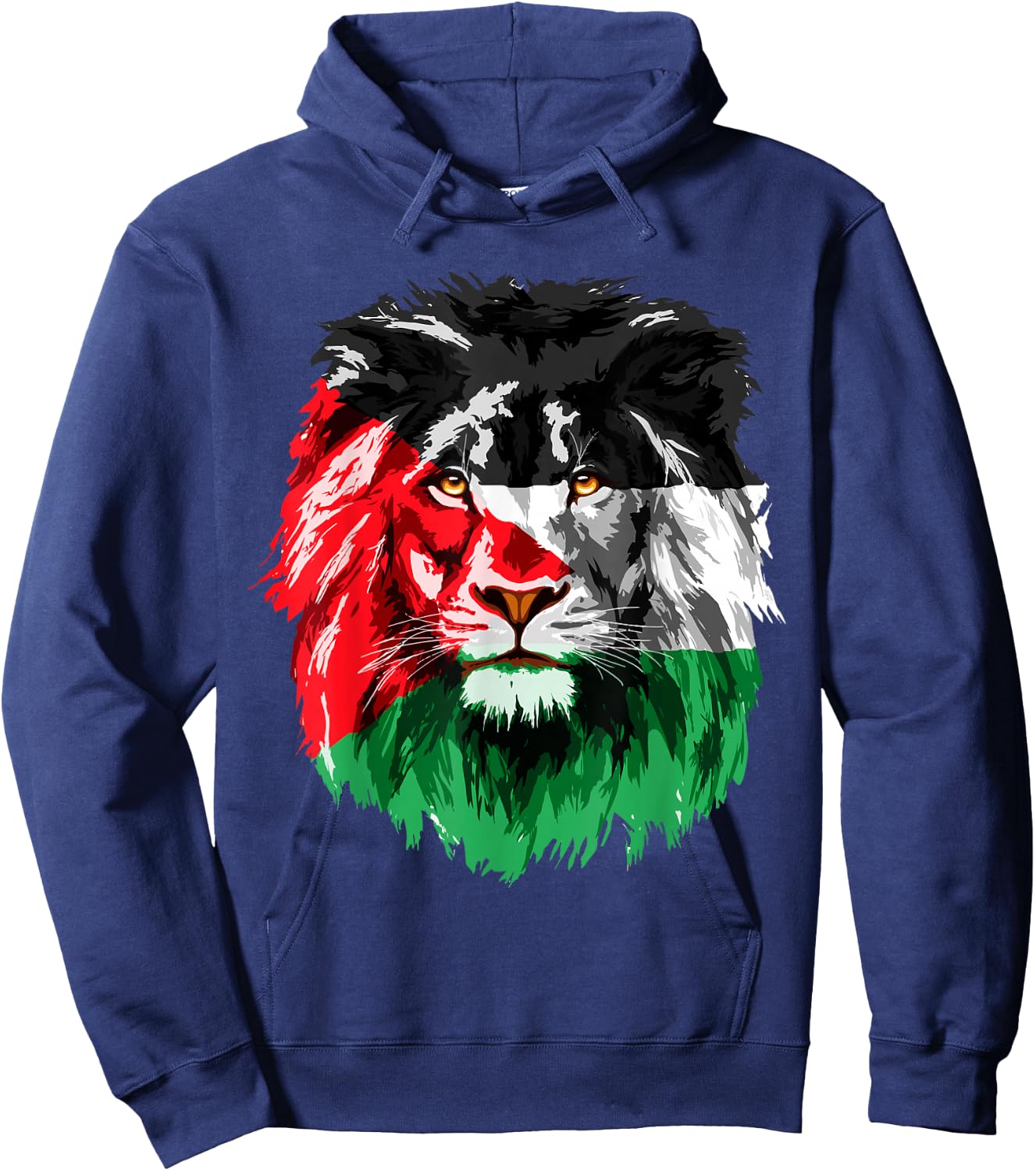 Flag of Palestine Lion Face Palestine Flag Hoodie - Hoodie | Navy