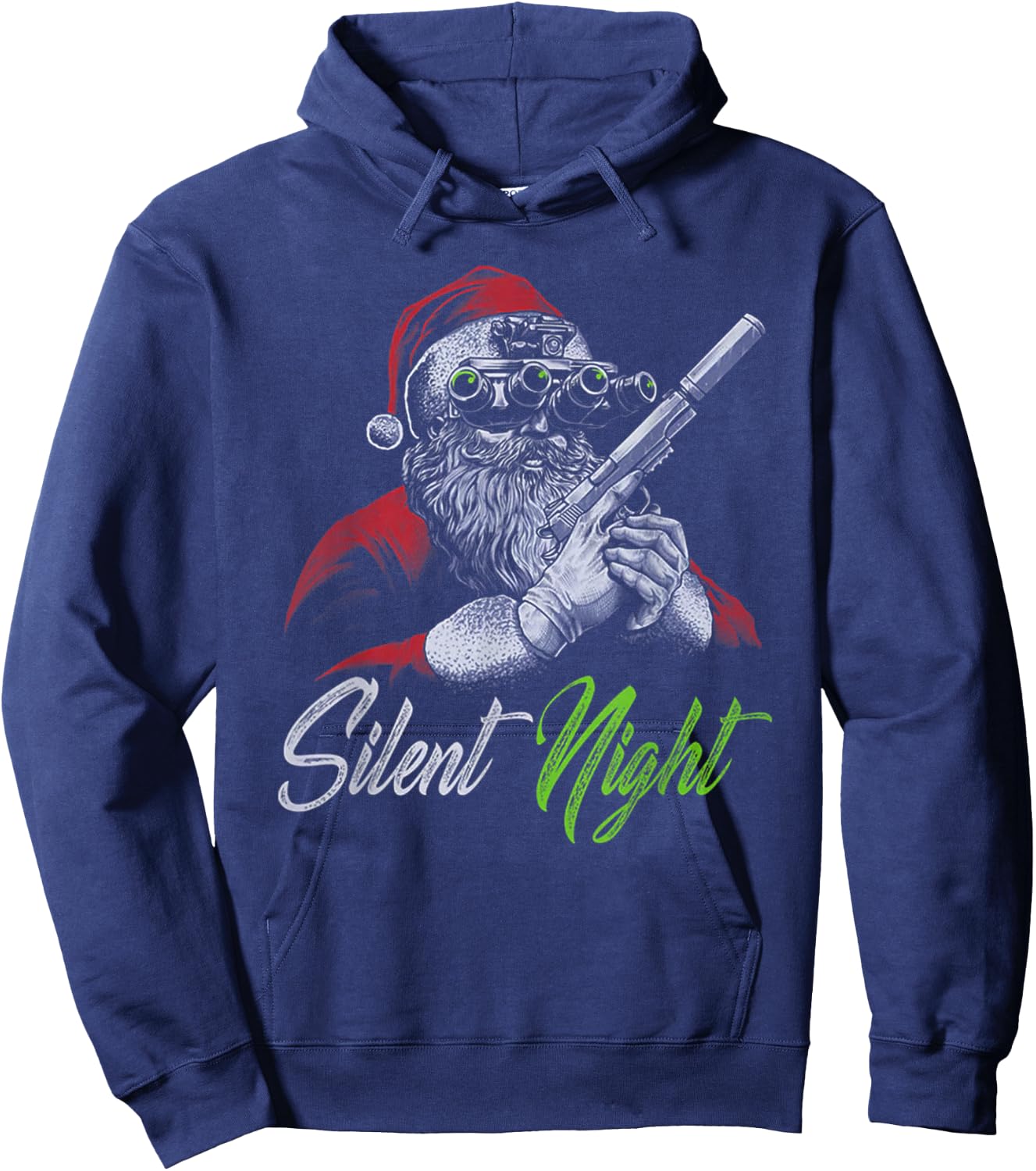 Silent Night Santa Christmas Hoodie - Hoodie | Navy