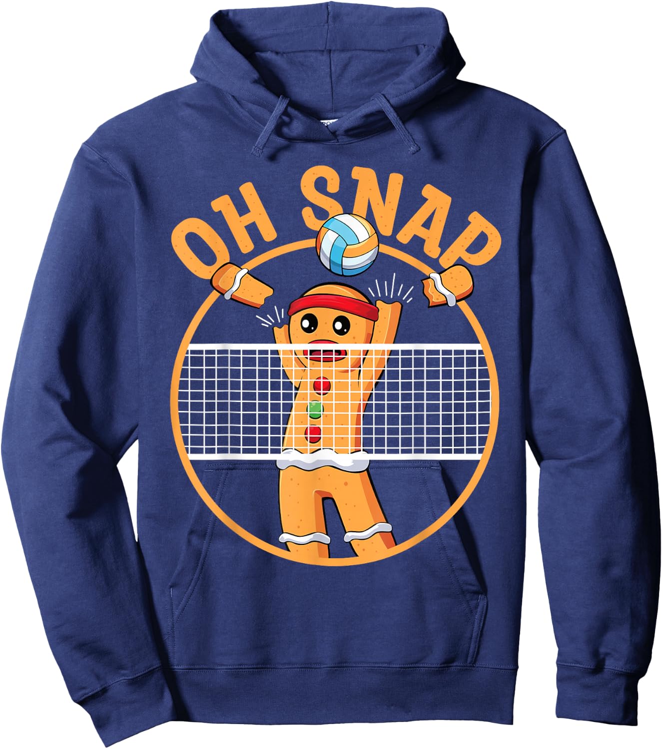 Oh Snap Gingerbread Man Christmas Volleyball Hoodie - Hoodie | Navy