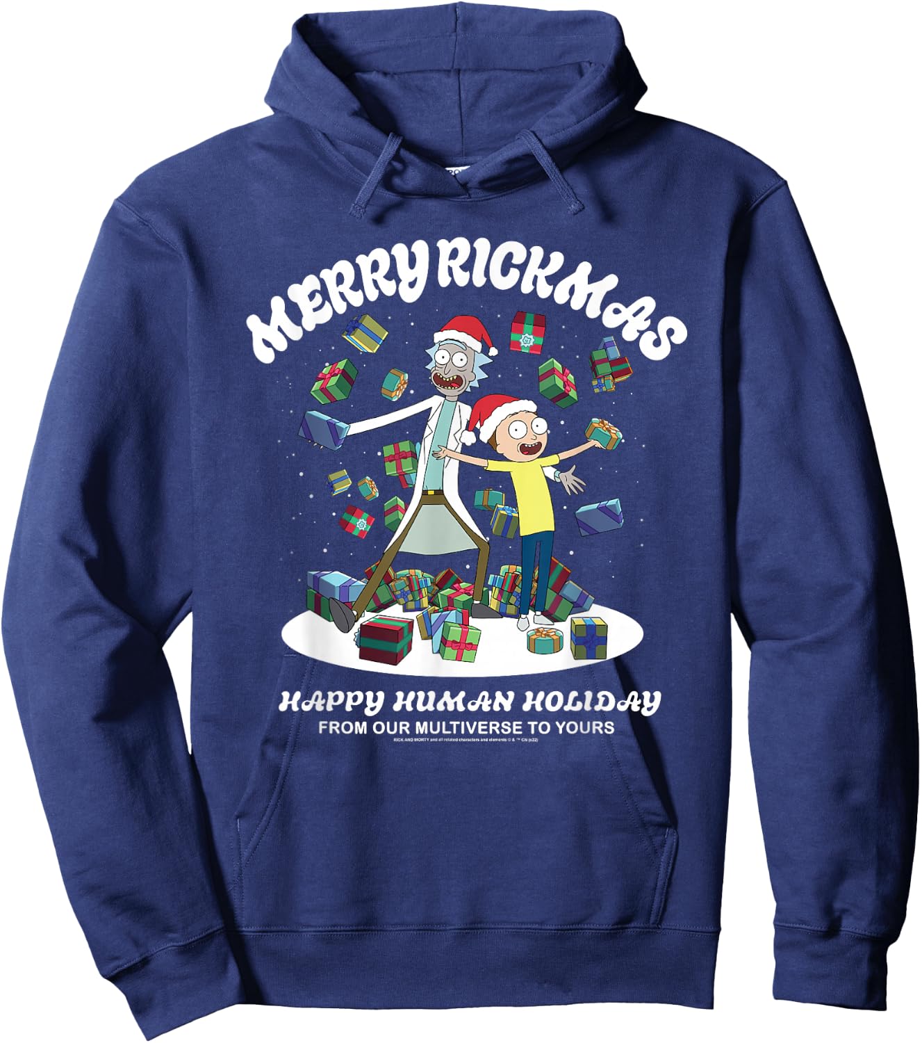 Rick and Morty Christmas Merry Rickmas Dark Hoodie - Hoodie | Navy