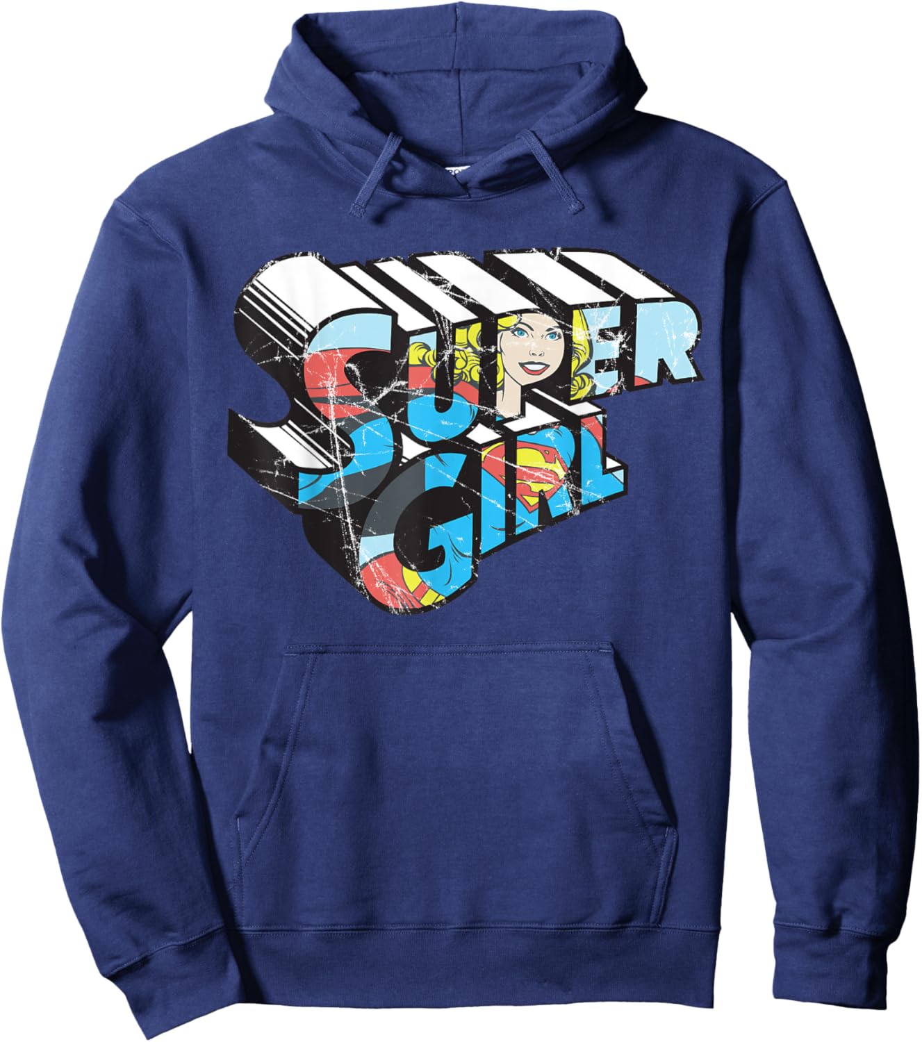 DC Supergirl Logo Character Distressed Hoodie - Hoodie | Navy