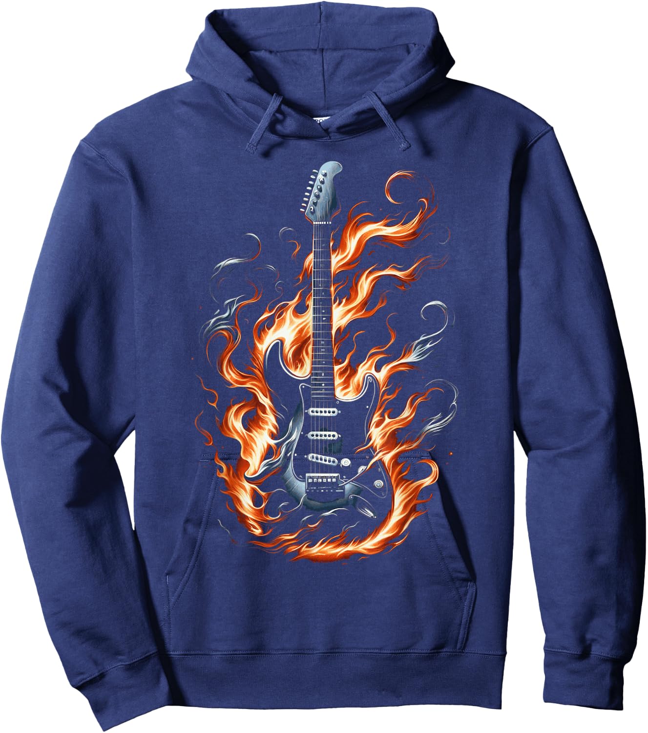 Electric guitar with flames Hoodie - Hoodie | Navy