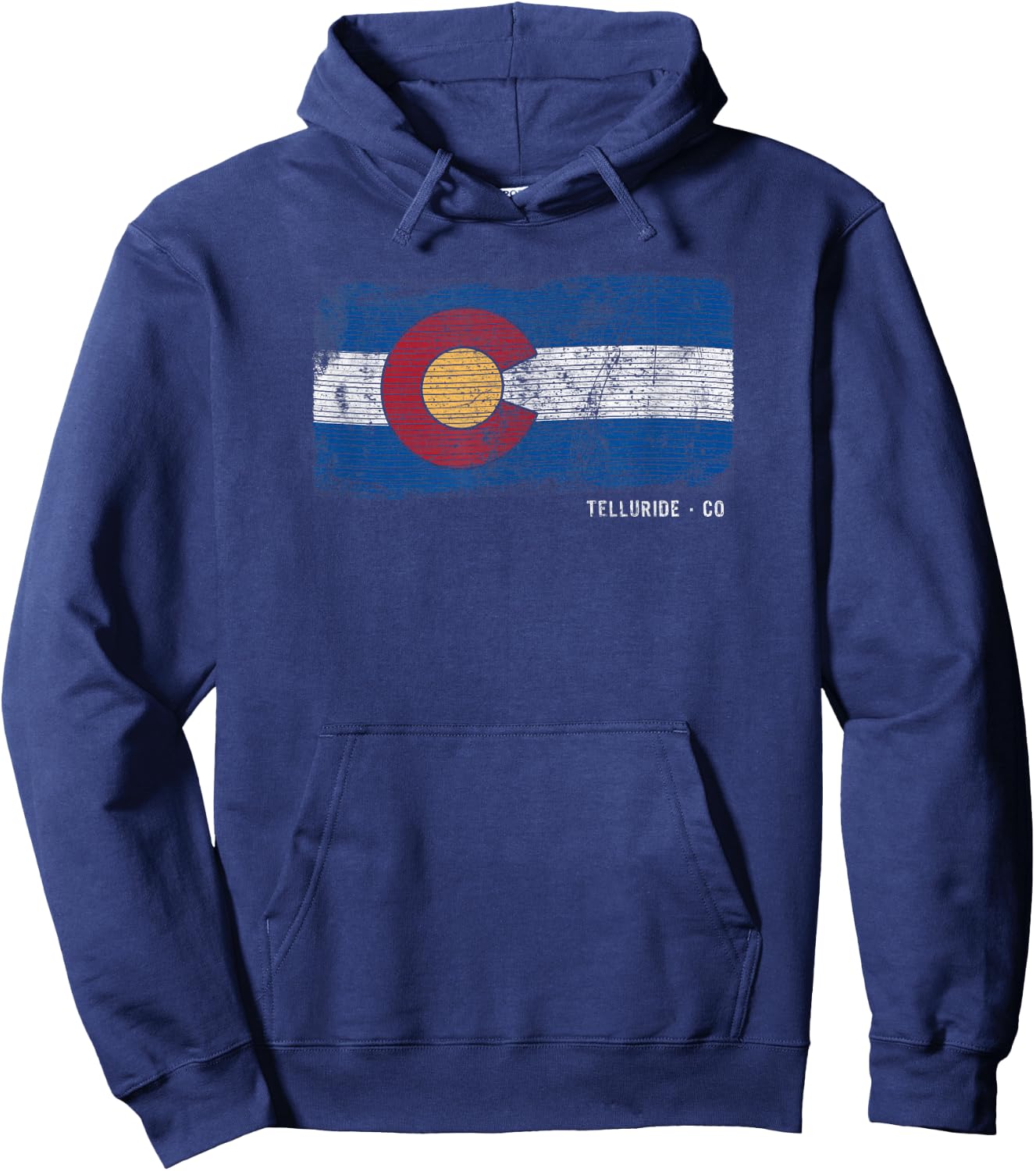 Telluride Colorado Retro Flag Graphic Hoodie - Hoodie | Navy