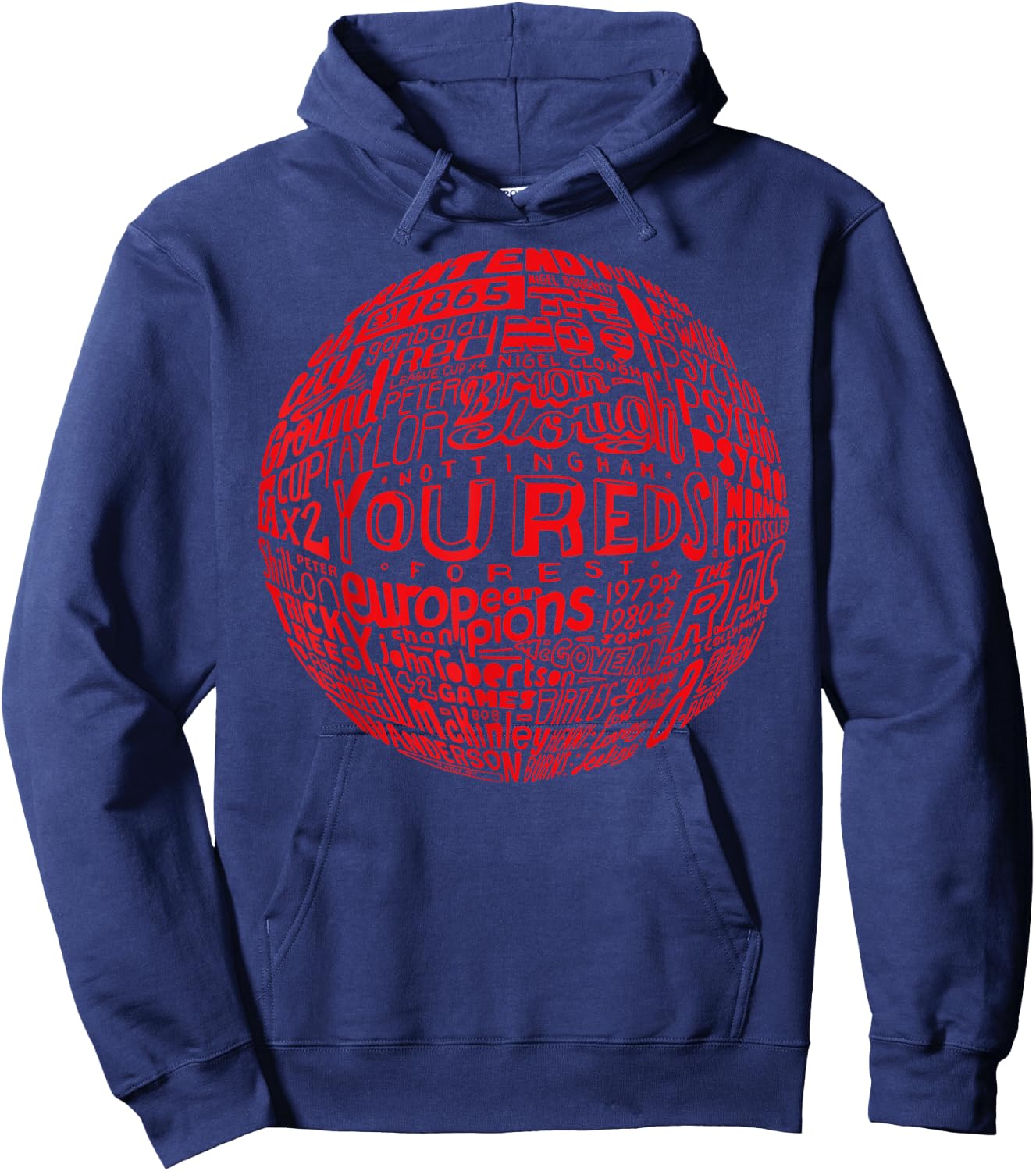 Nottingham Forest red Typography Football Hoodie - Hoodie | Navy