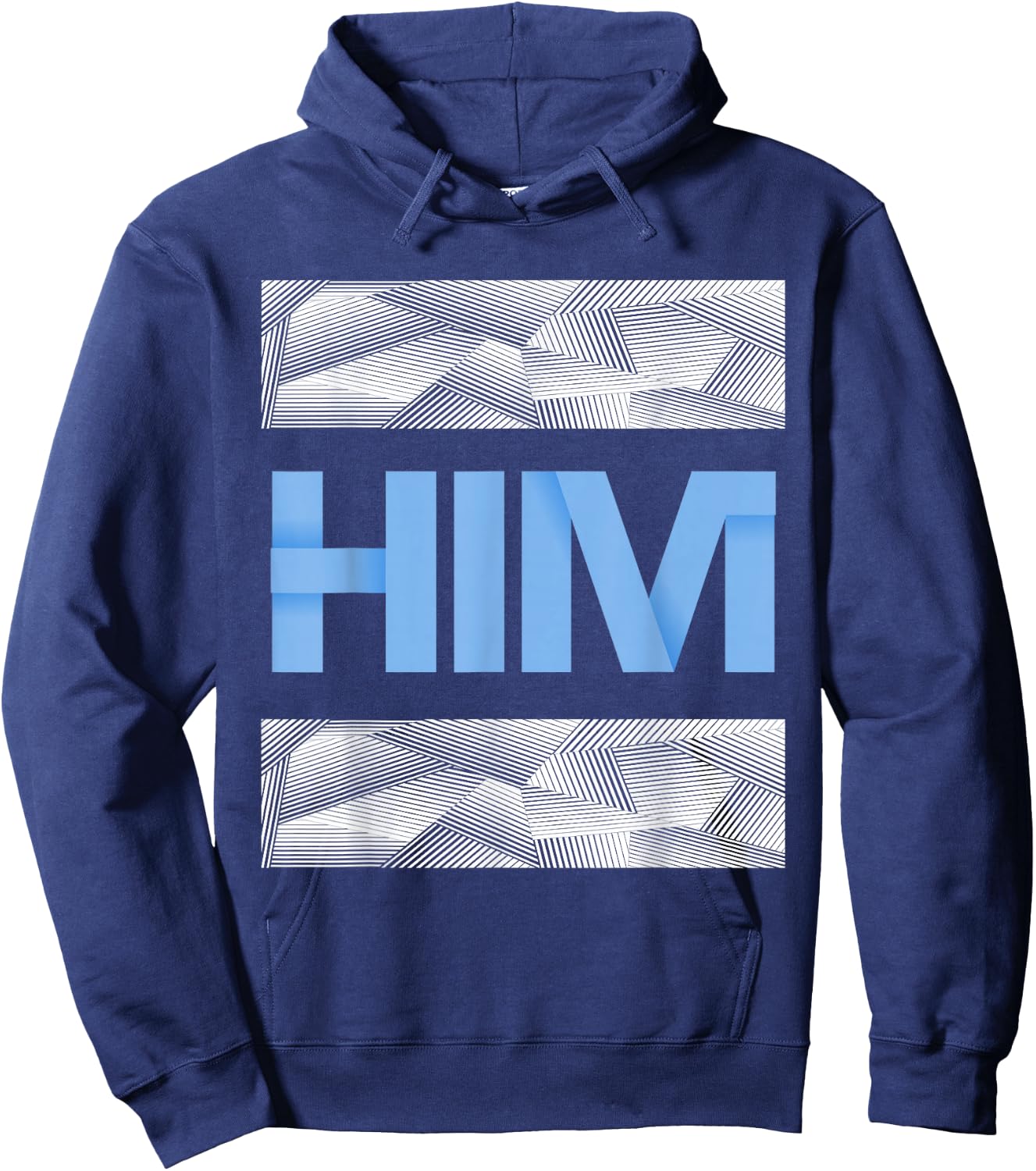 Blue He Is Him Blue Color Graphic Hoodie - Hoodie | Navy